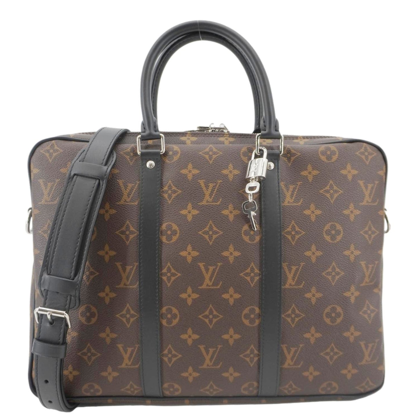 LOUIS VUITTON Porte Documents Voyage PM Monogram Canvas Briefcase Bag Brown