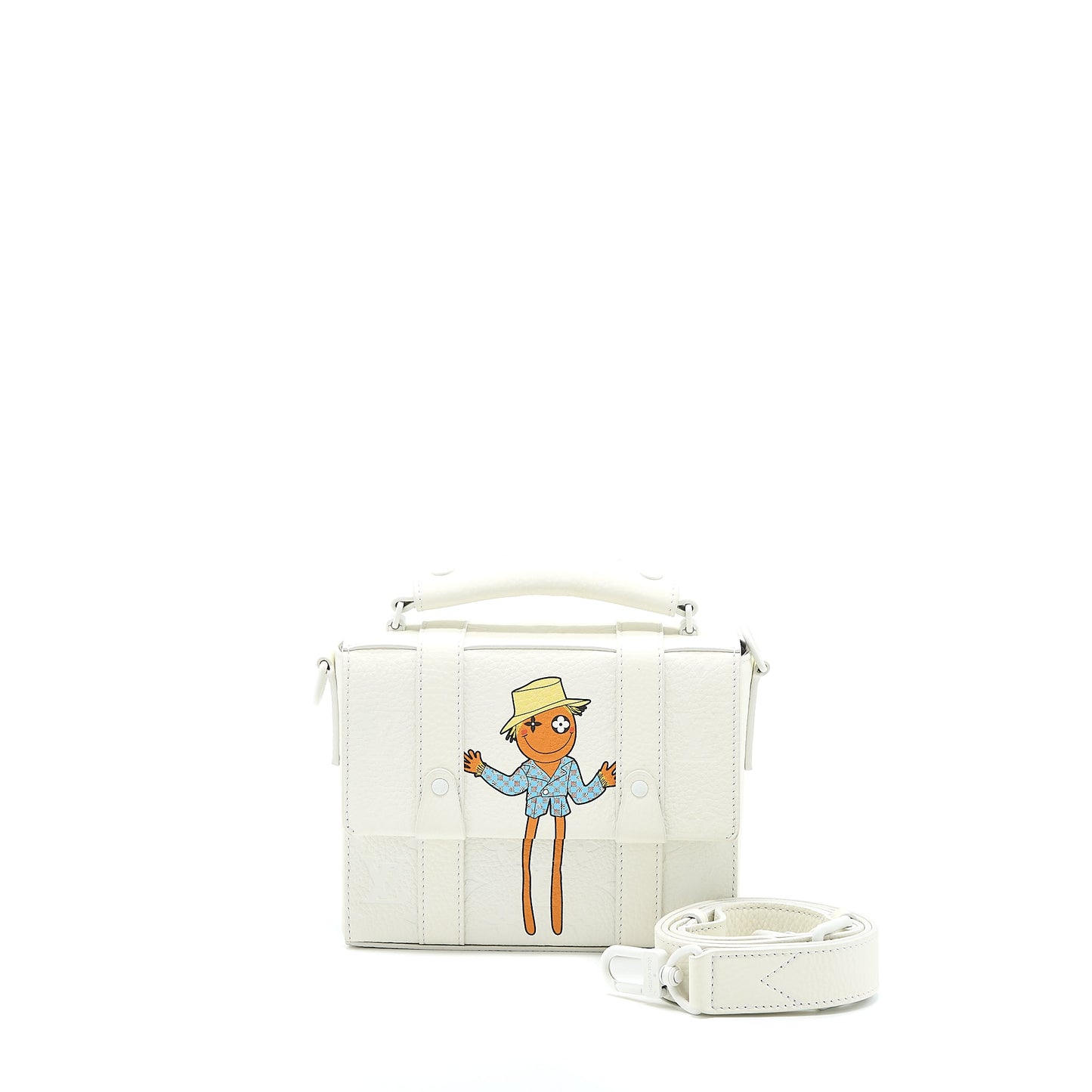 Louis Vuitton Scarecrow Printed Flap Purse Calfskin White with White Hardware
