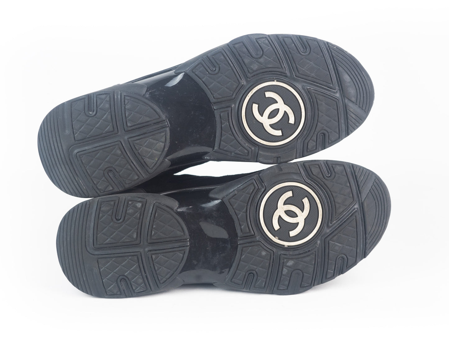 Chanel Suede and Fish-net Cross trainers in Black