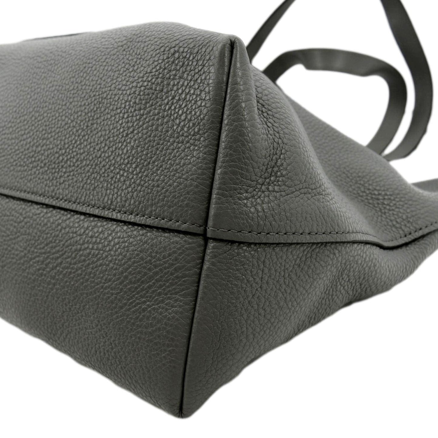PRADA Vitello Daino Leather Tote Bag Dark Grey