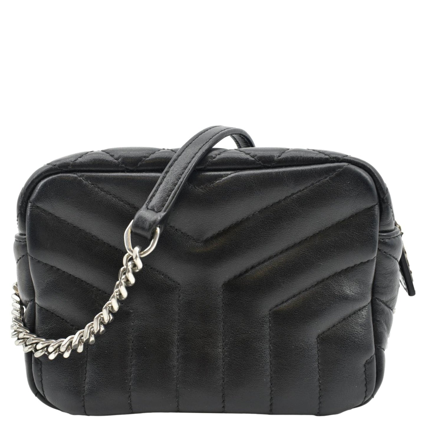 YVES SAINT LAURENT Y Mini Quilted Calfskin Leather Camera Bag Black