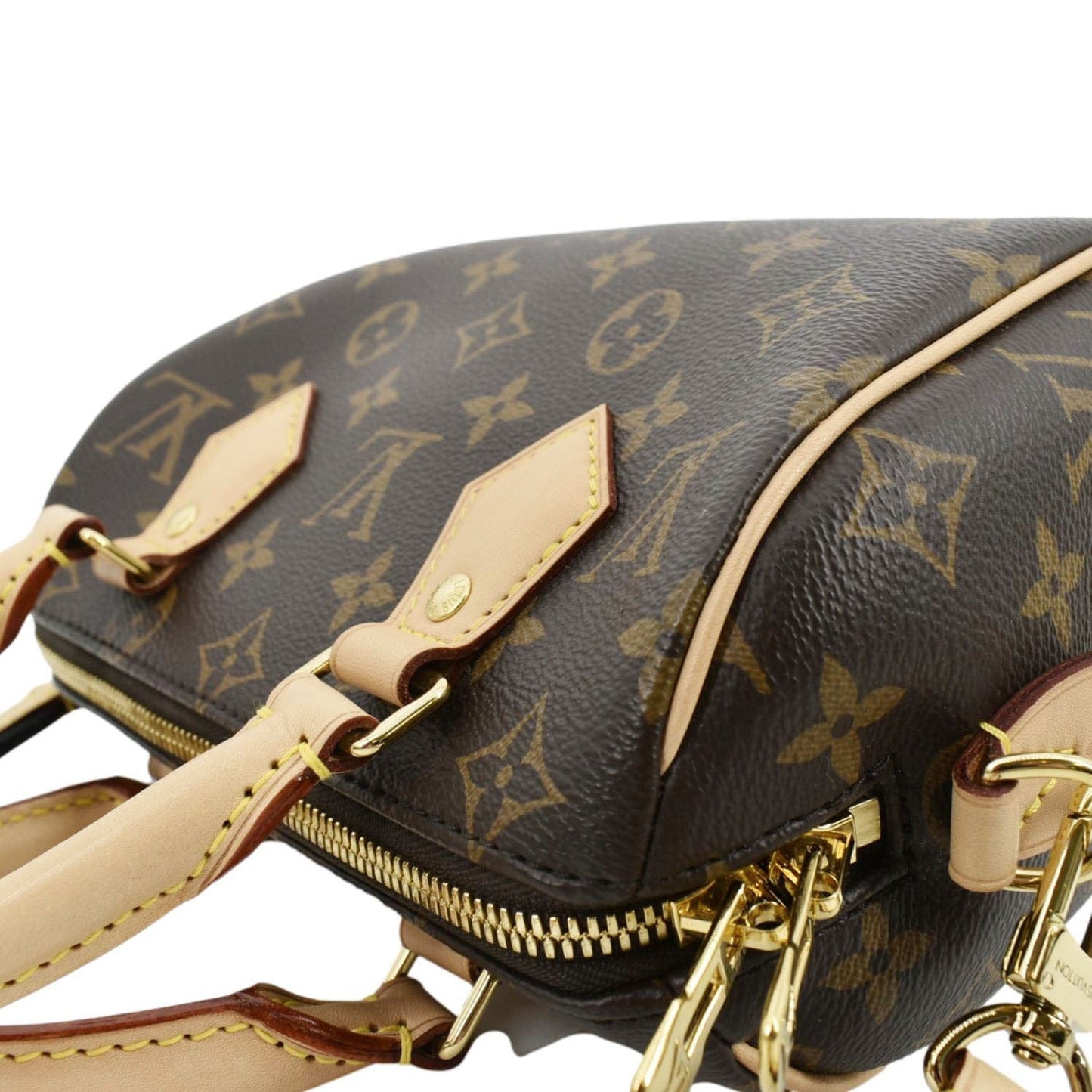 LOUIS VUITTON Speedy 20 Bandouliere Monogram Canvas Satchel Bag Brown