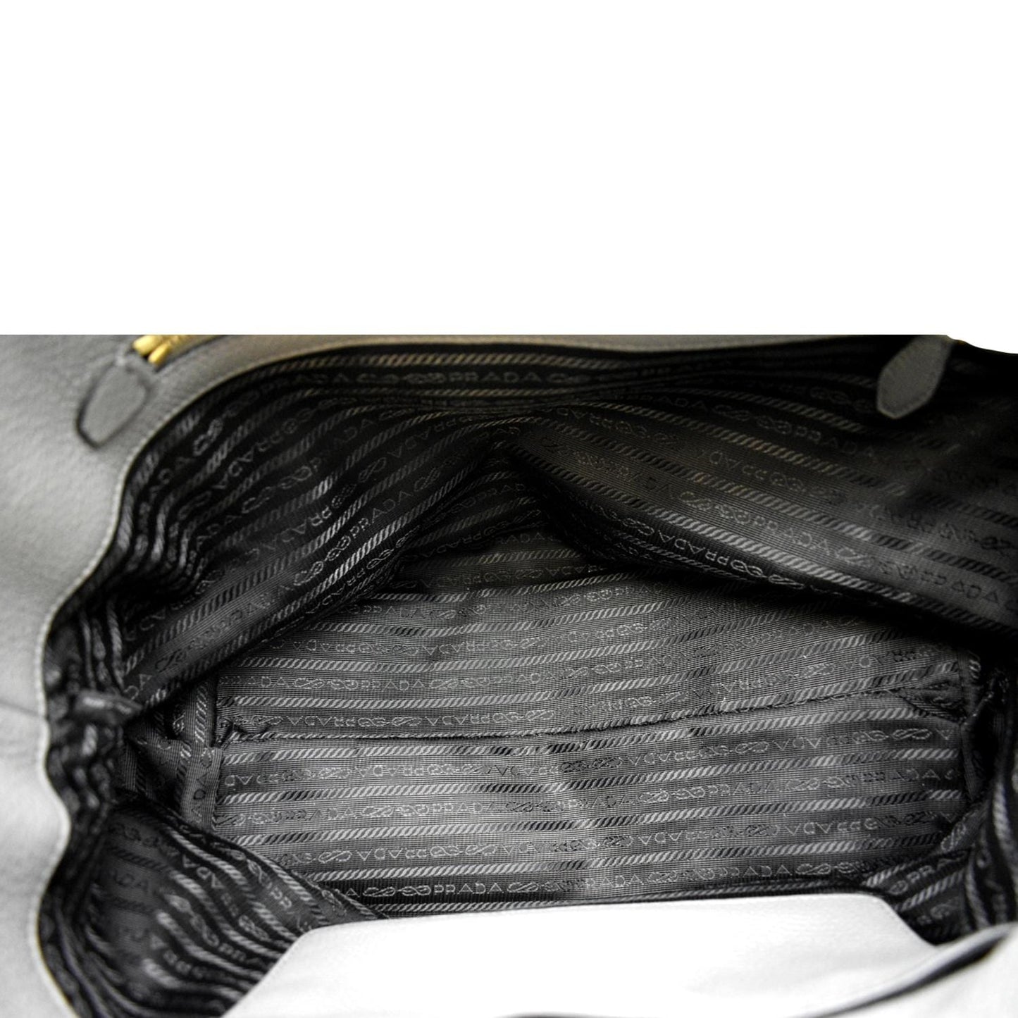 PRADA Vitello Daino Leather Tote Bag Dark Grey