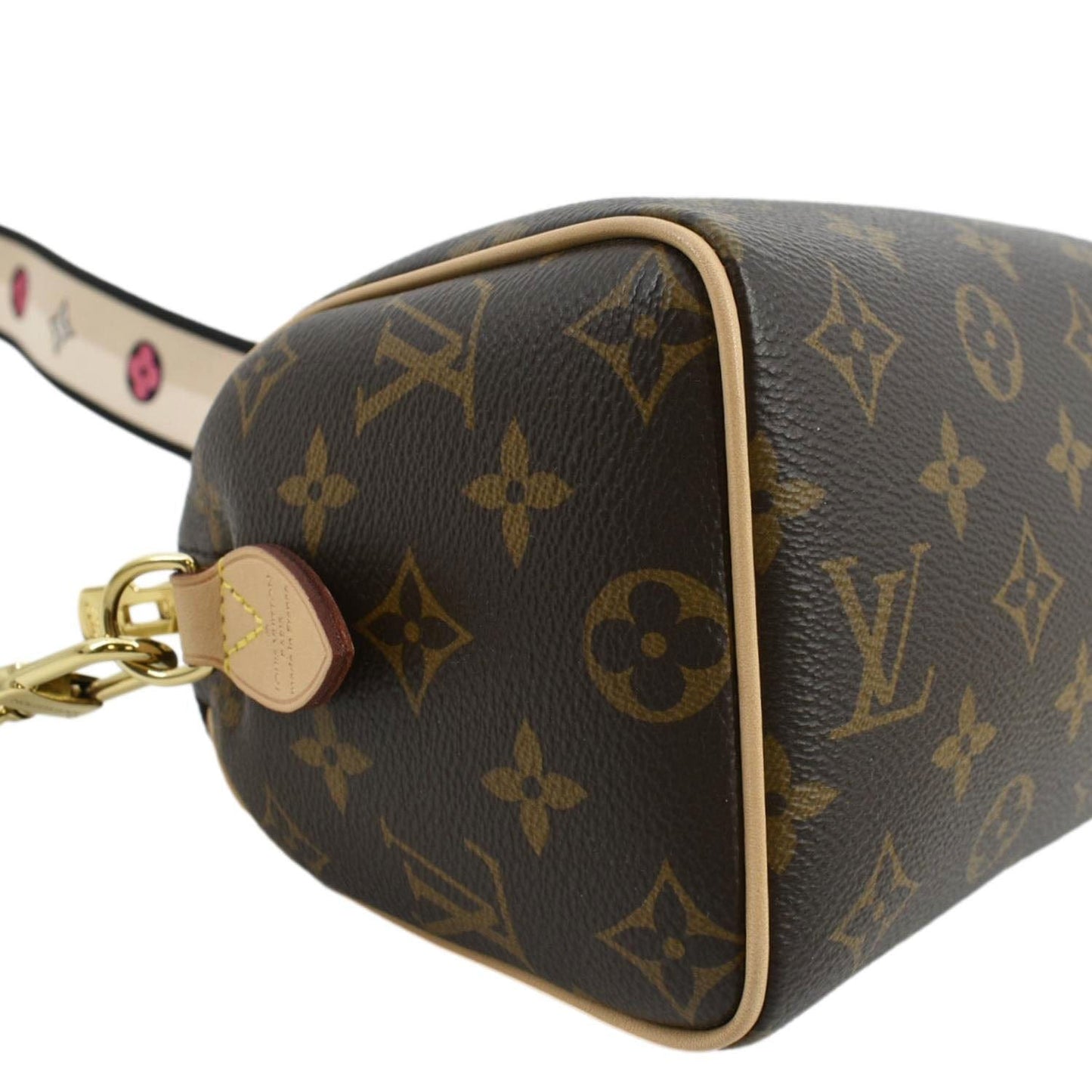LOUIS VUITTON Speedy 20 Bandouliere Monogram Canvas Satchel Bag Brown