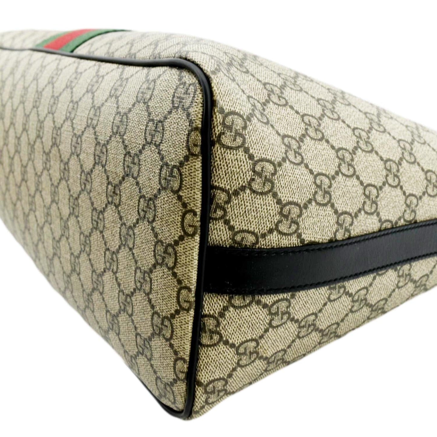 GUCCI Zipper Web GG Supreme Canvas Tote Bag Beige 359261