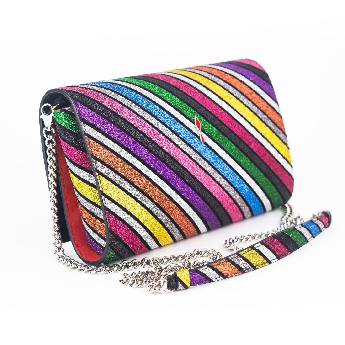 Christian Louboutin Rainbow Glitter Clutch on Chain