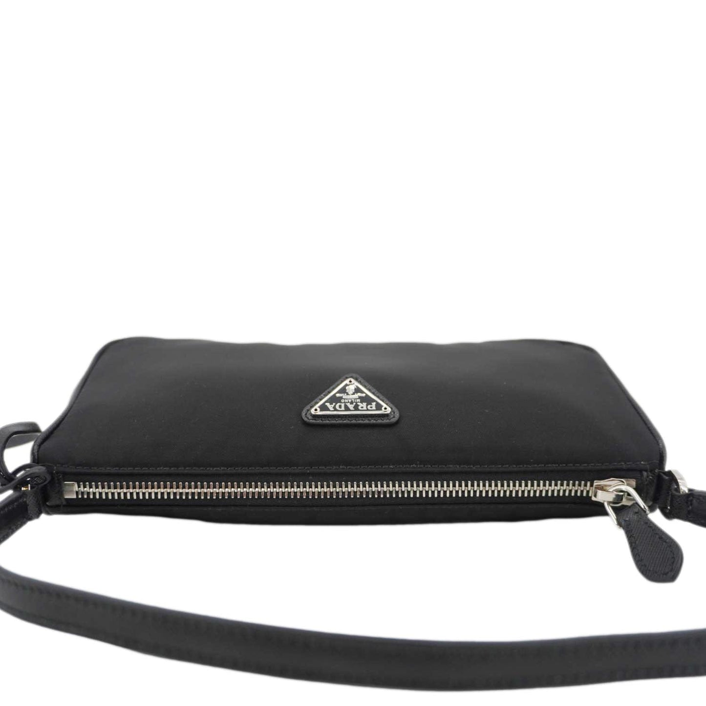 PRADA Accessory Pouch Nylon Hobo Bag Black