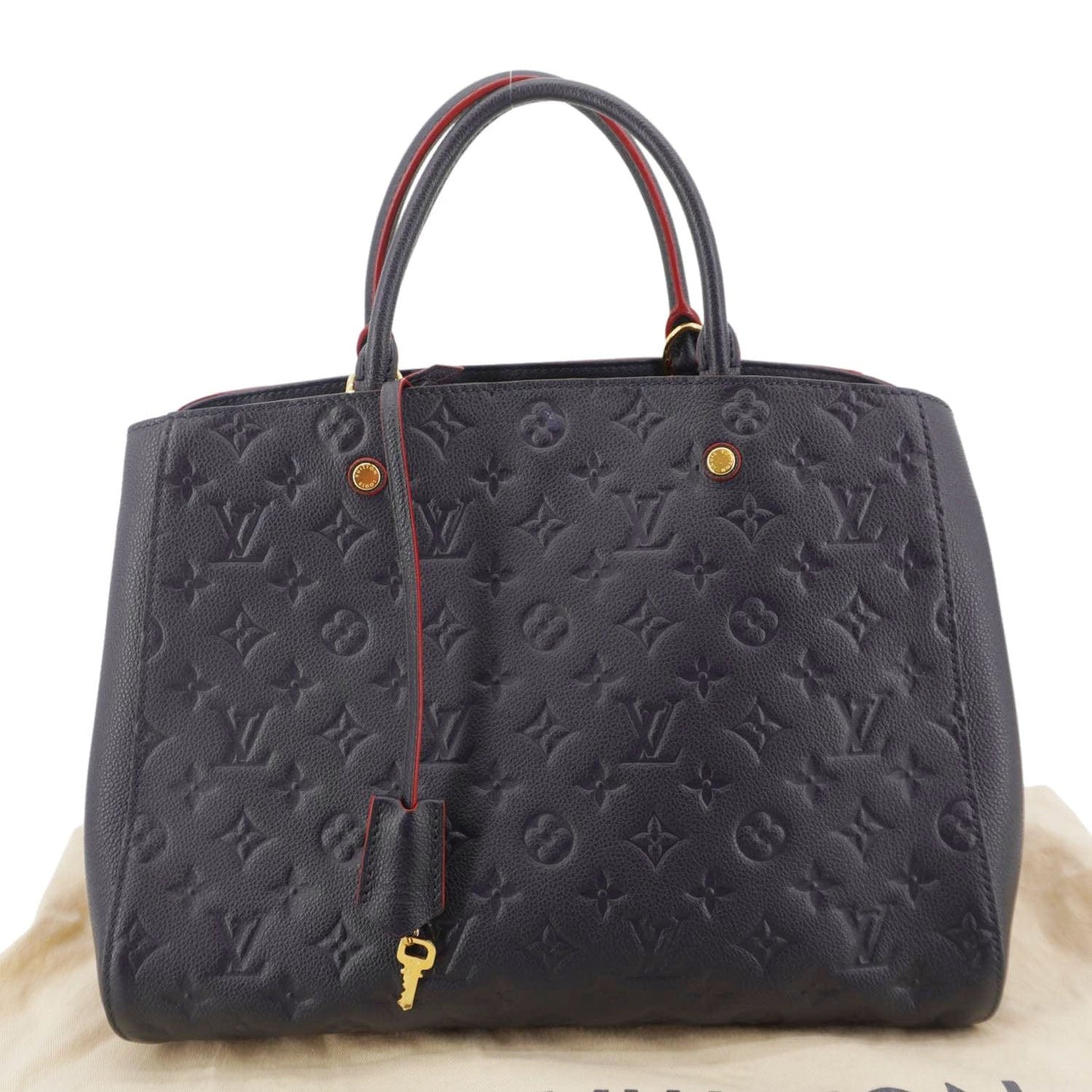 LOUIS VUITTON Montaigne GM Empreinte Leather Shoulder Bag Navy Blue