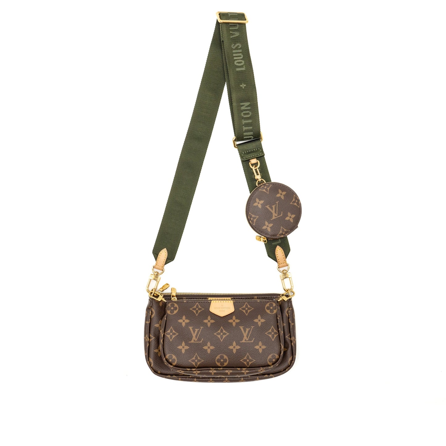 LOUIS VUITTON Multi Pochette Accessories Khaki Strap Monogram Canvas