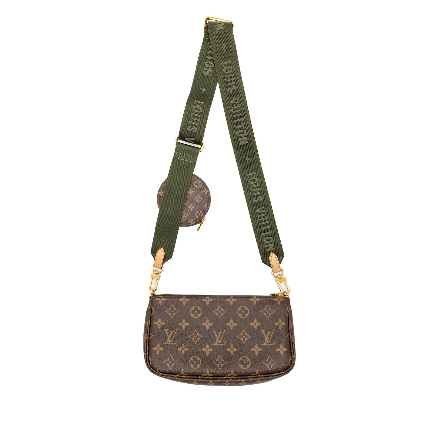 LOUIS VUITTON Multi Pochette Accessories Khaki Strap Monogram Canvas
