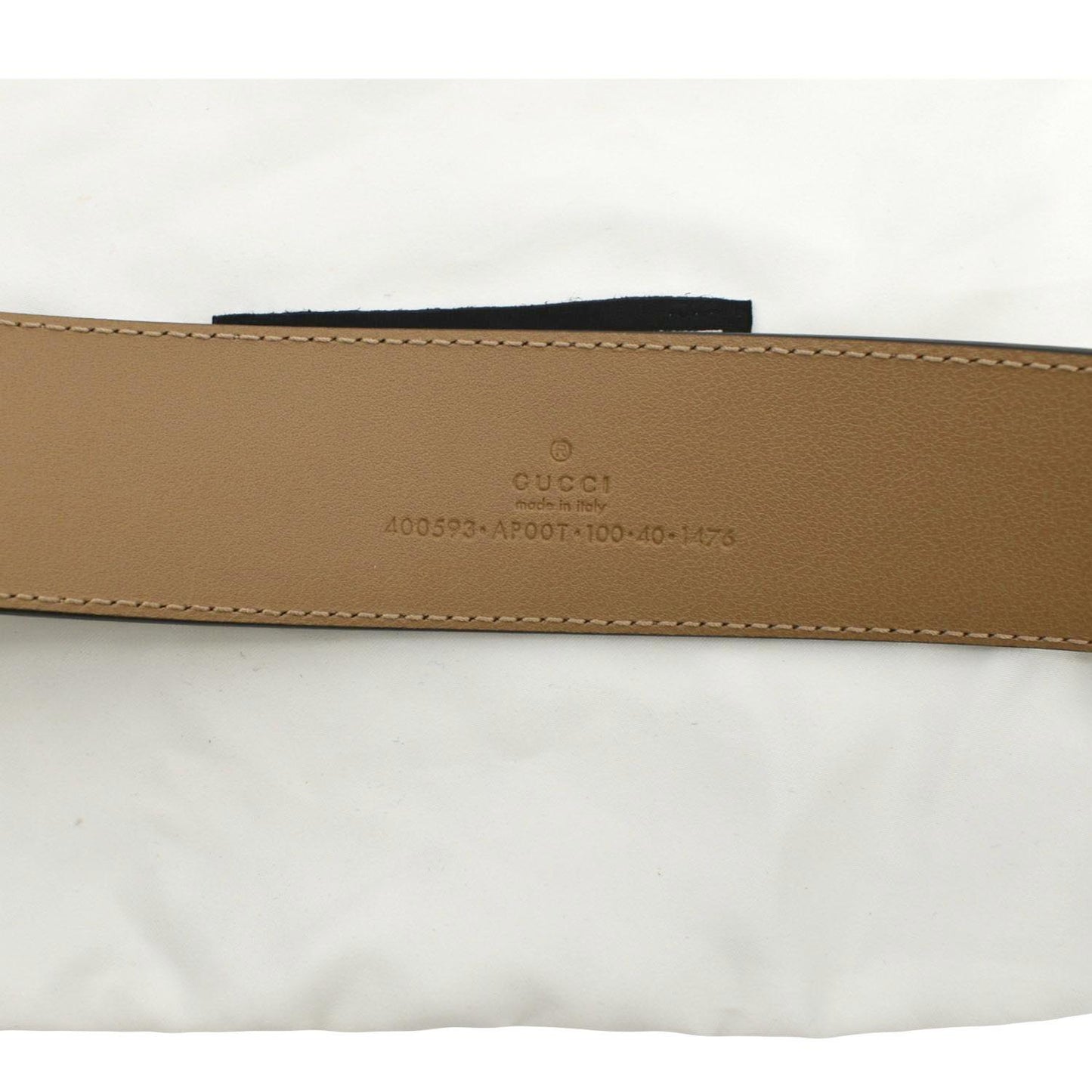GUCCI Double G Buckle Leather Belt Size 100.40 Tan 400593