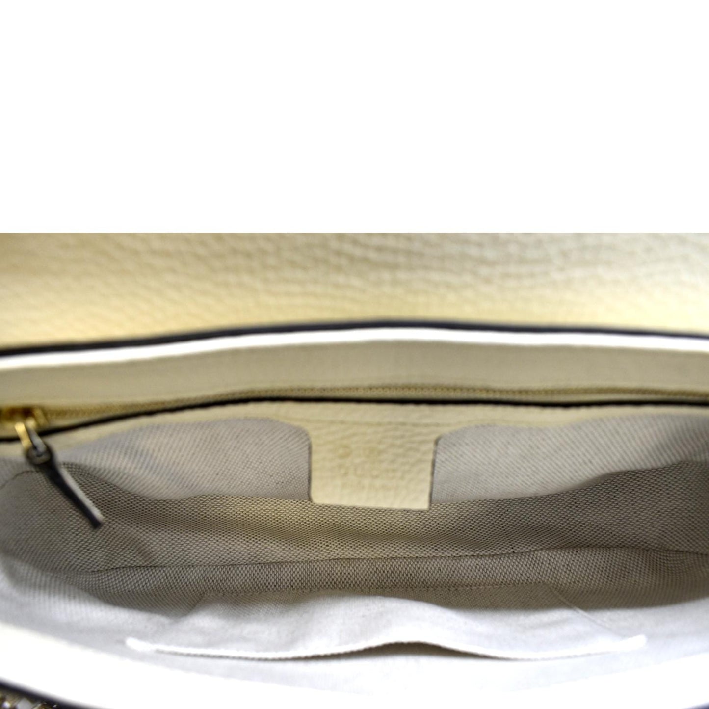 GUCCI Soho GG Flap Leather Chain Shoulder Bag  Ivory 536224