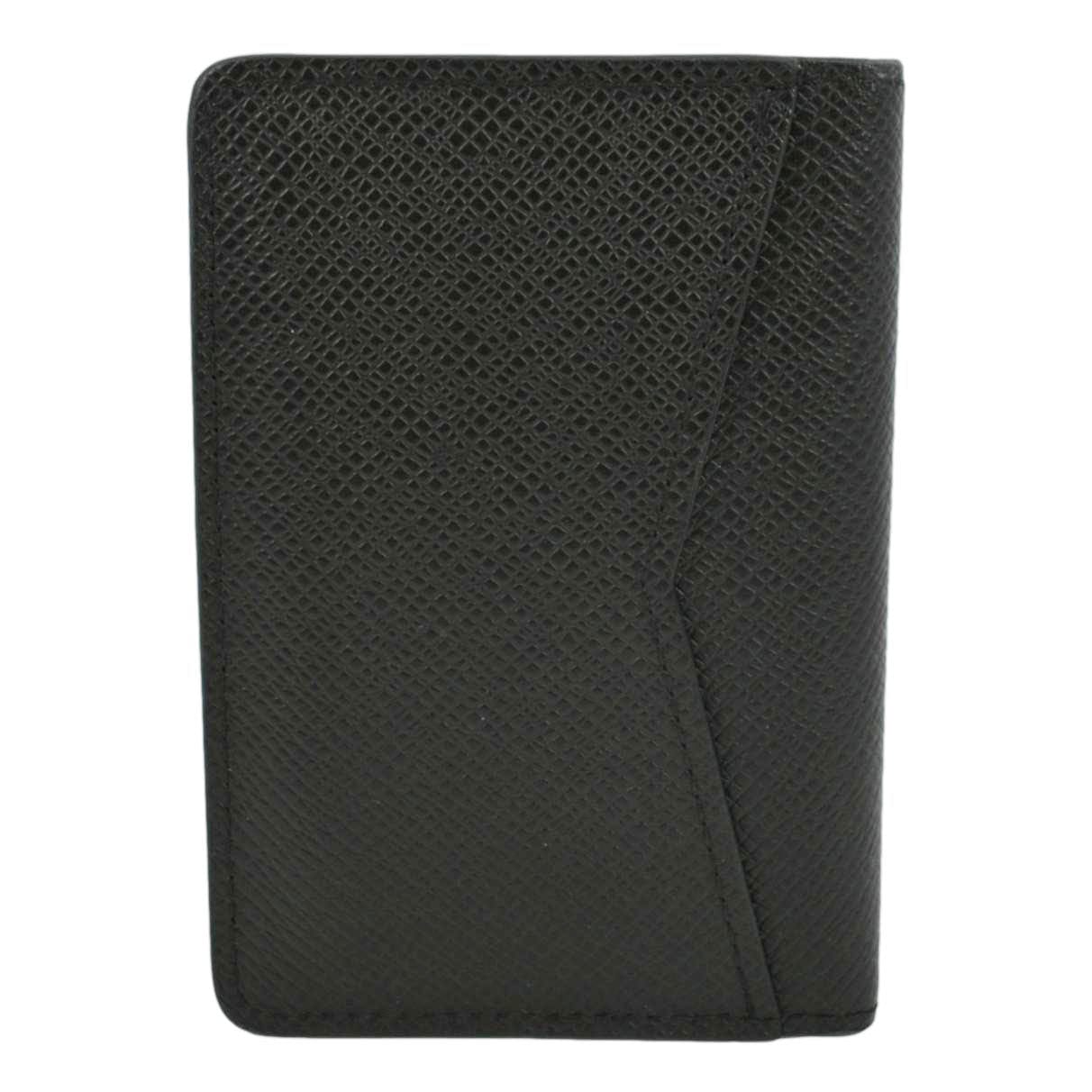LOUIS VUITTON Taiga Leather Pocket Organizer Zippy Wallet Black