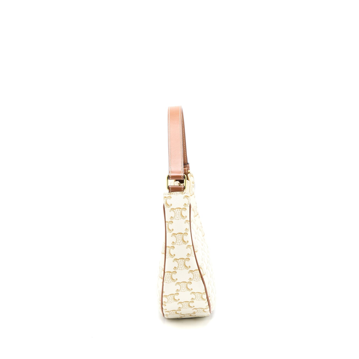 Celine Ava Purse In Triomphe Canvas And Calfskin White