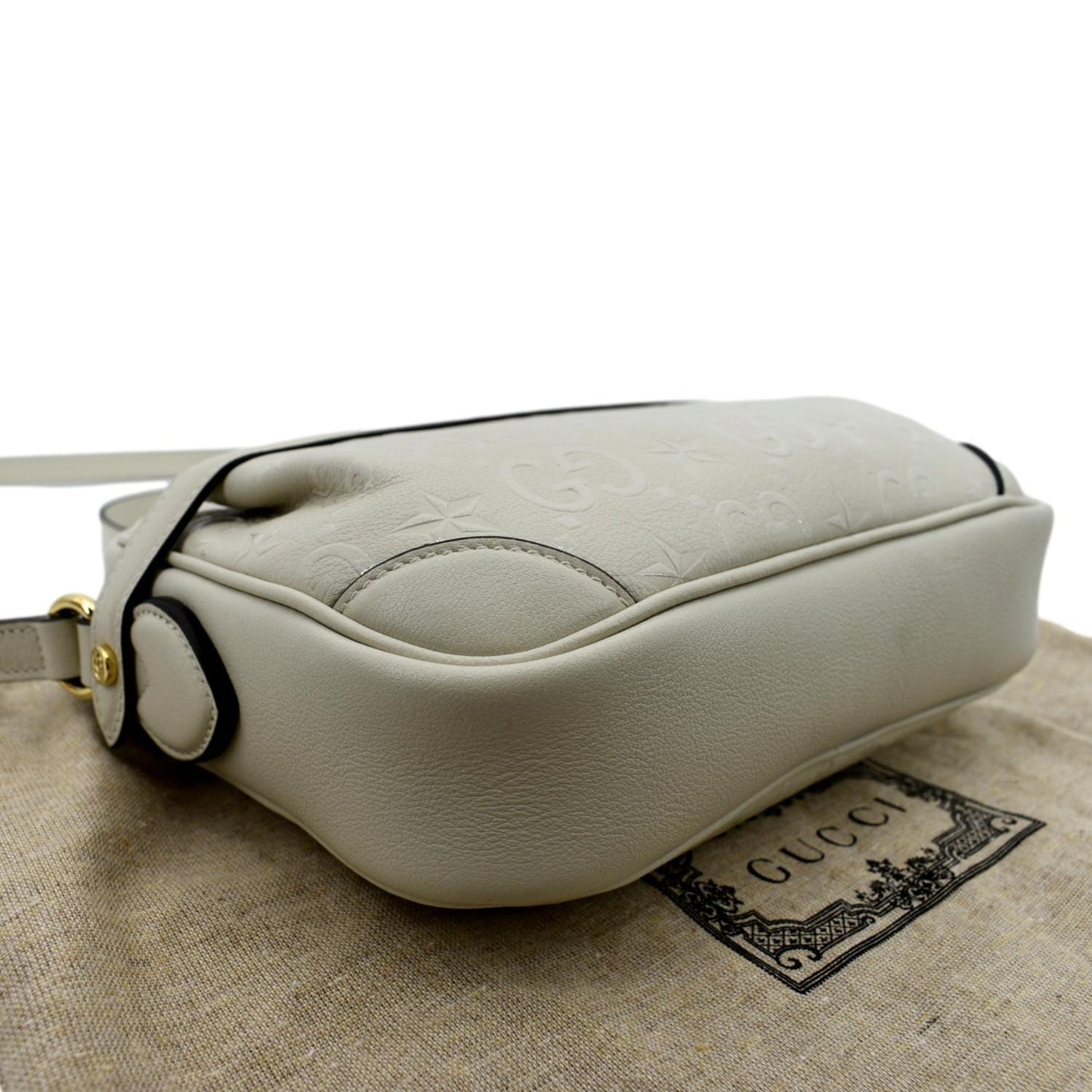 GUCCI GG Star Leather Crossbody Bag Beige 675776