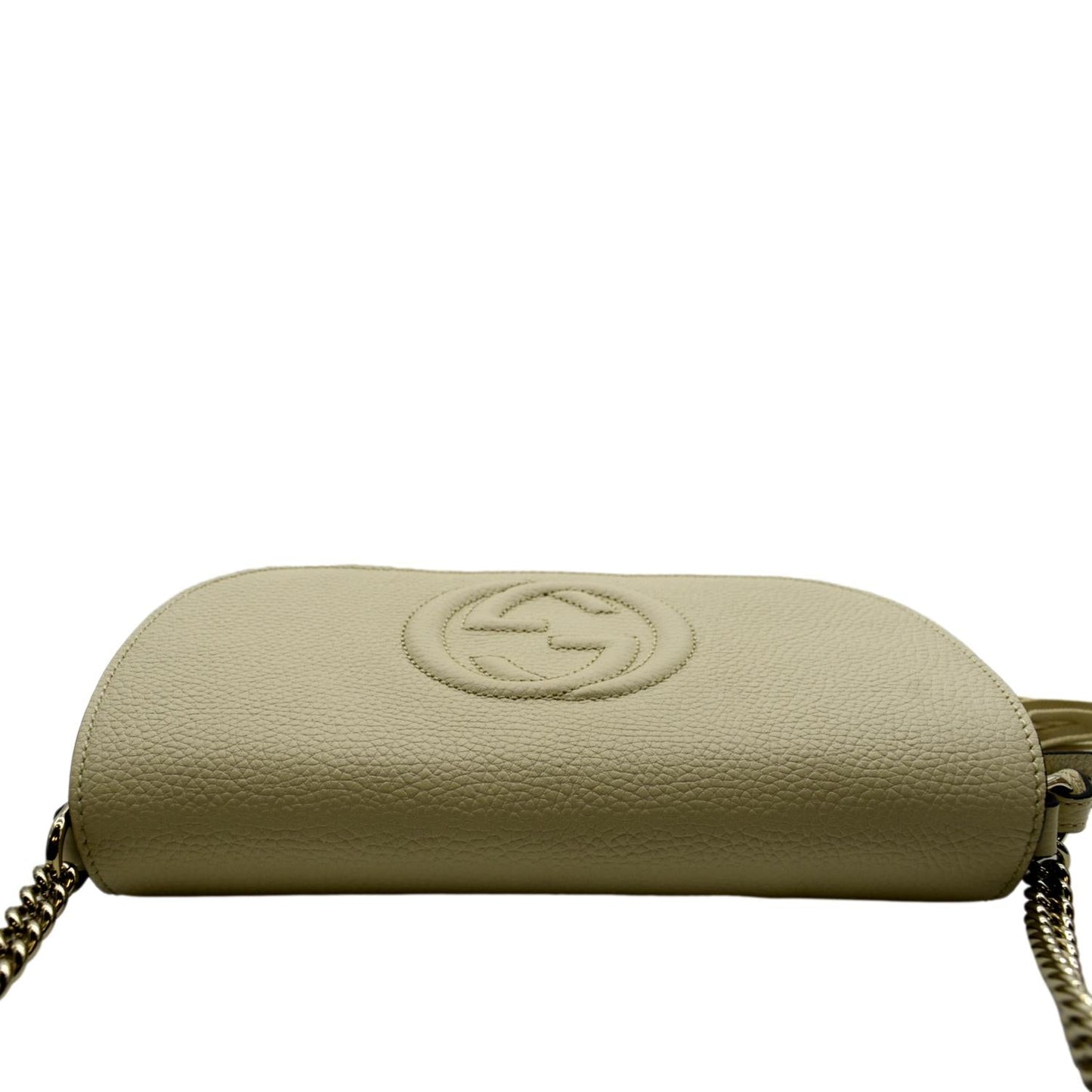 GUCCI Soho GG Flap Leather Chain Shoulder Bag  Ivory 536224