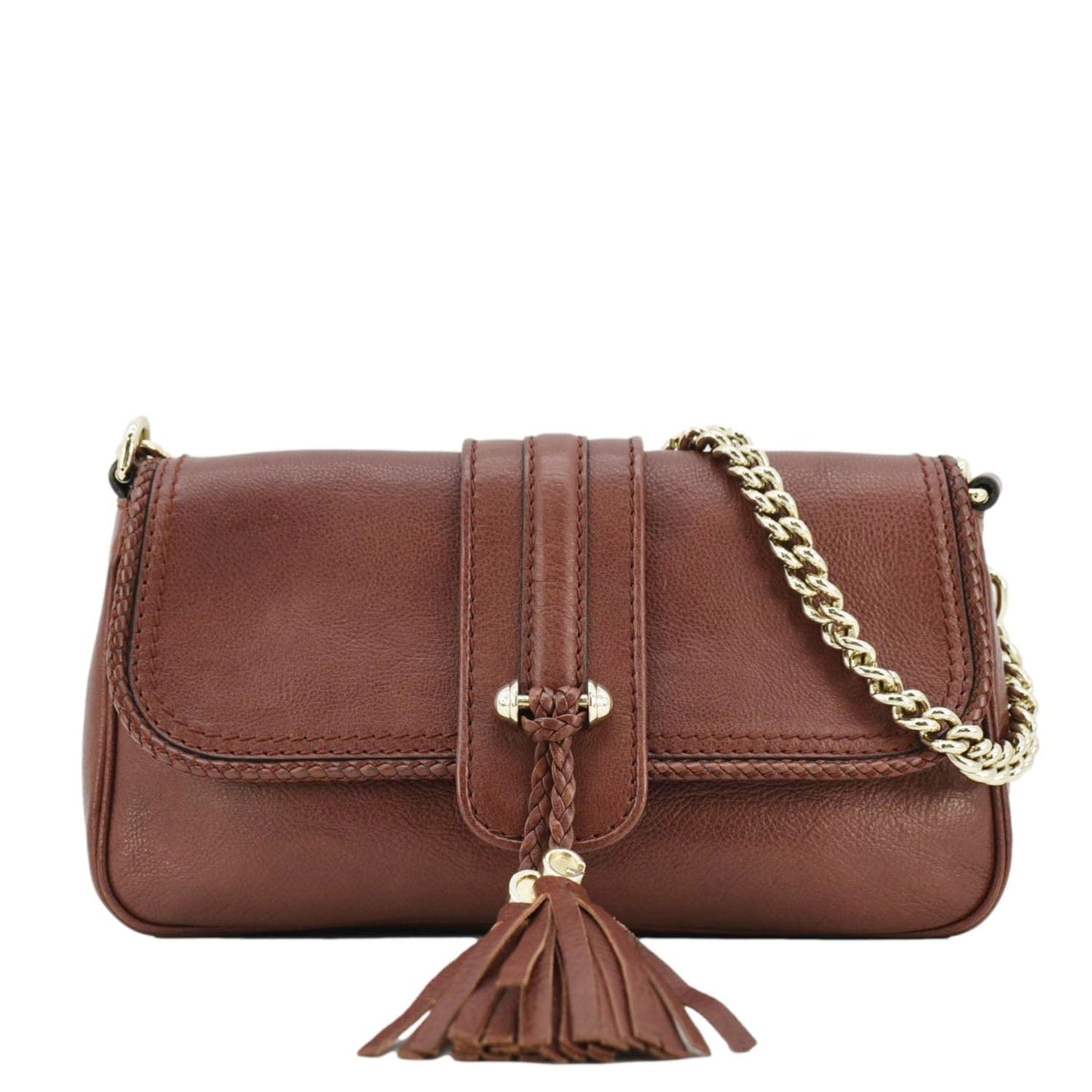GUCCI Marrakech Evening Leather Chain Shoulder Bag Dark Brown 257032