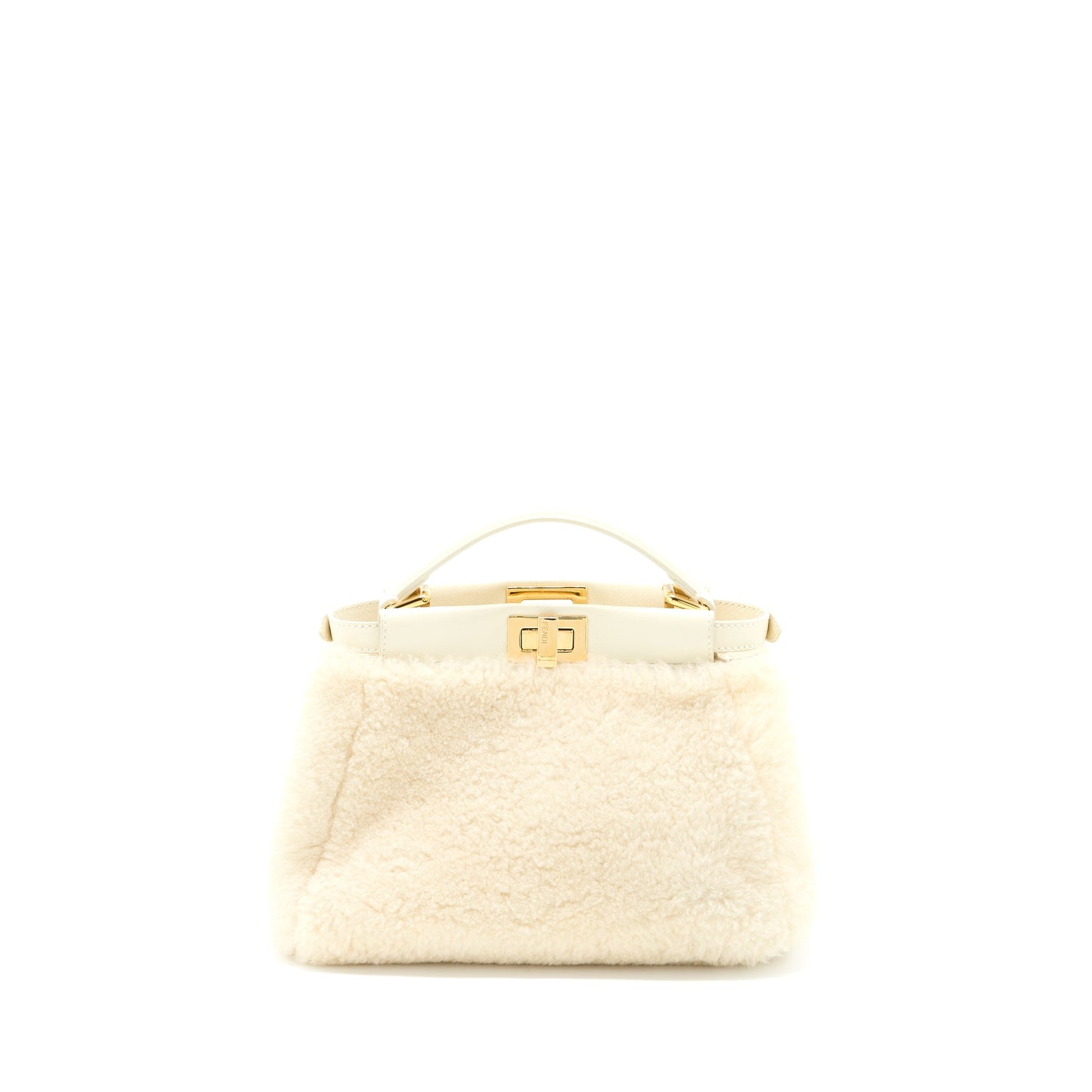 Fendi Mini Peekaboo Purse Montone Liscio Lambskin White