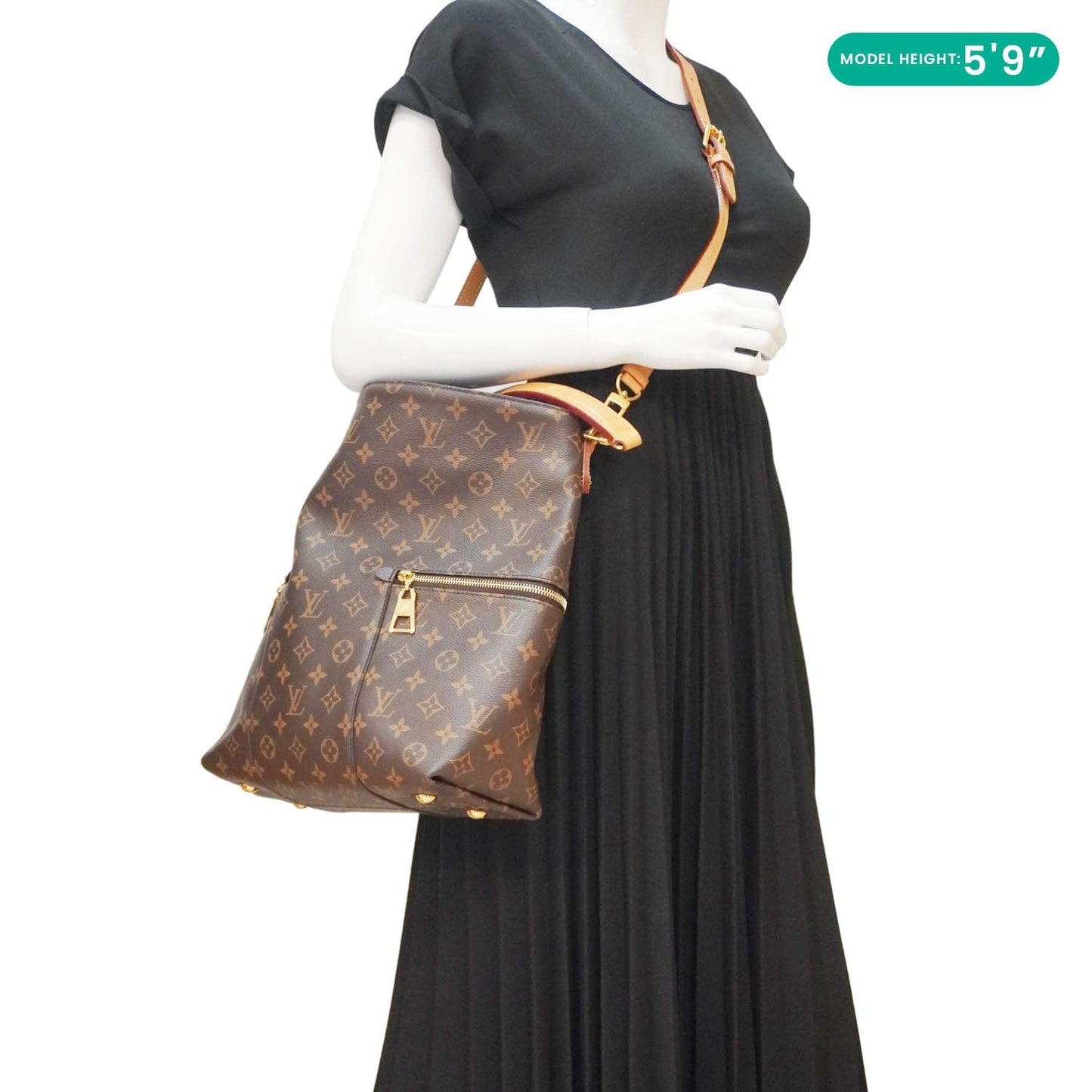 LOUIS VUITTON Melie Monogram Canvas Hobo Bag Brown