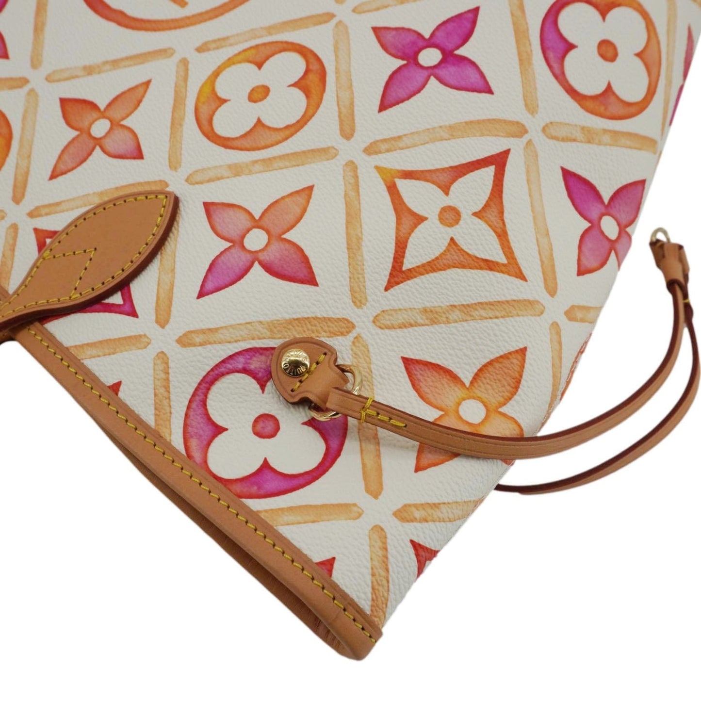 LOUIS VUITTON Neverfull MM Watercolor Monogram Tiles Canvas Shoulder Bag Coral