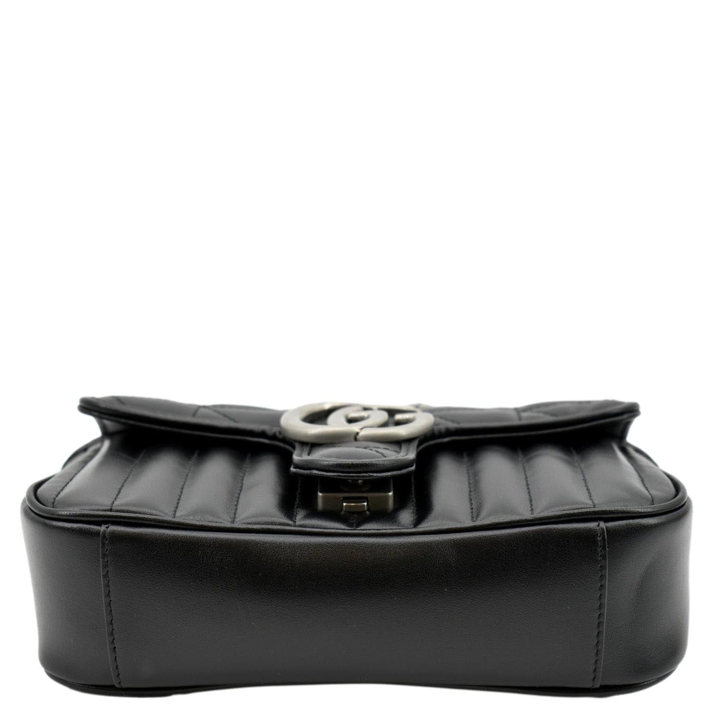 GUCCI GG Marmont Mini Leather Shoulder Bag Black 446744