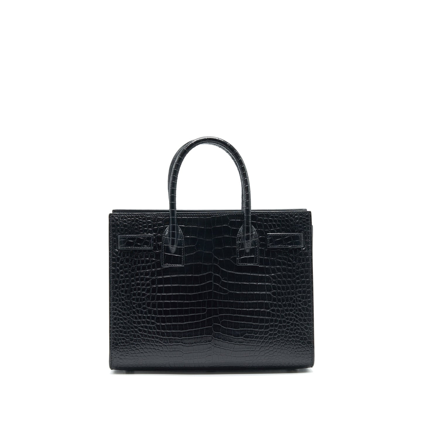 Saint Laurent Sac De Jour Baby in Crocodile-Embossed leather Black