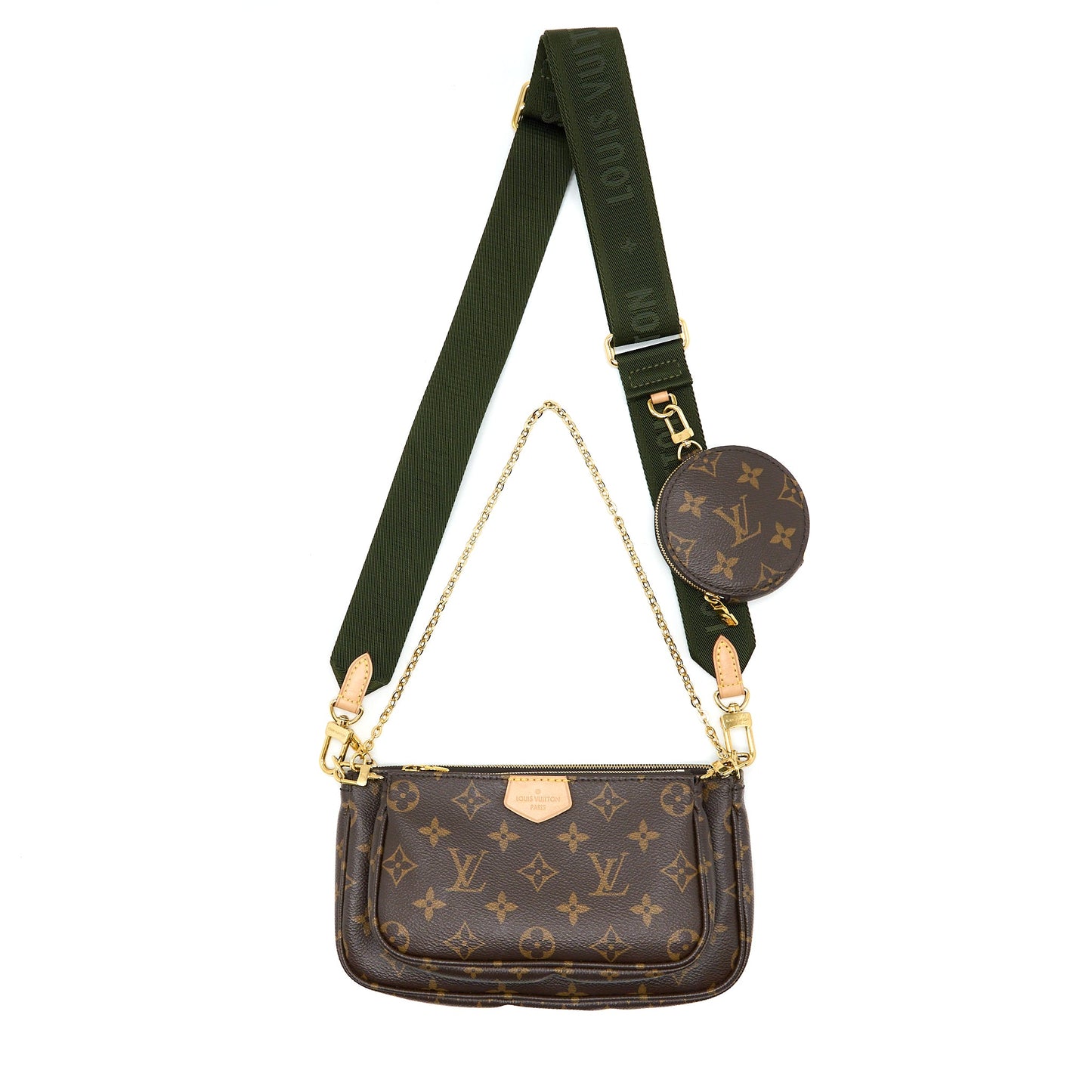 Louis Vuitton Multi Pochette Accessories Monogram Canvas with Khaki Strap