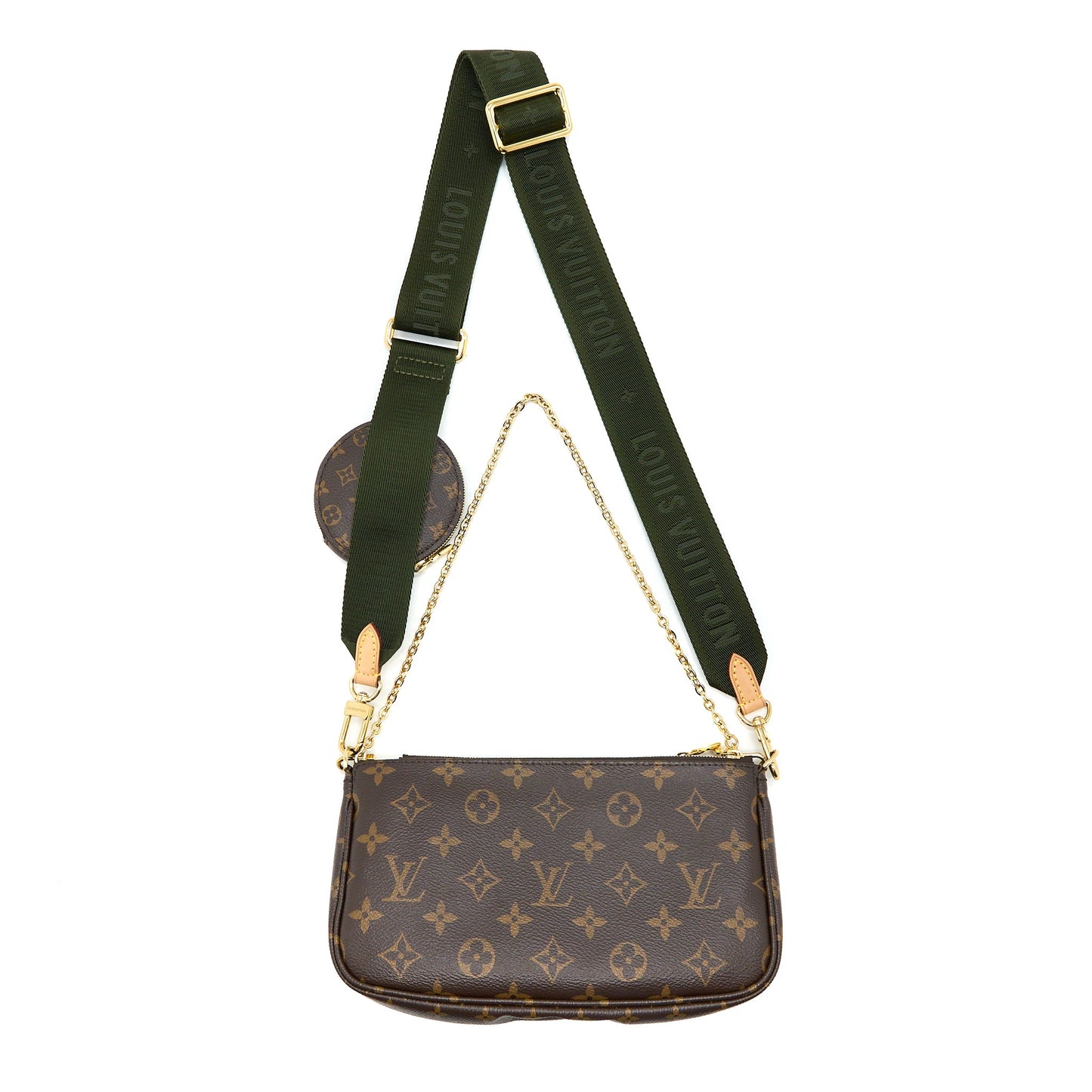 Louis Vuitton Multi Pochette Accessories Monogram Canvas with Khaki Strap