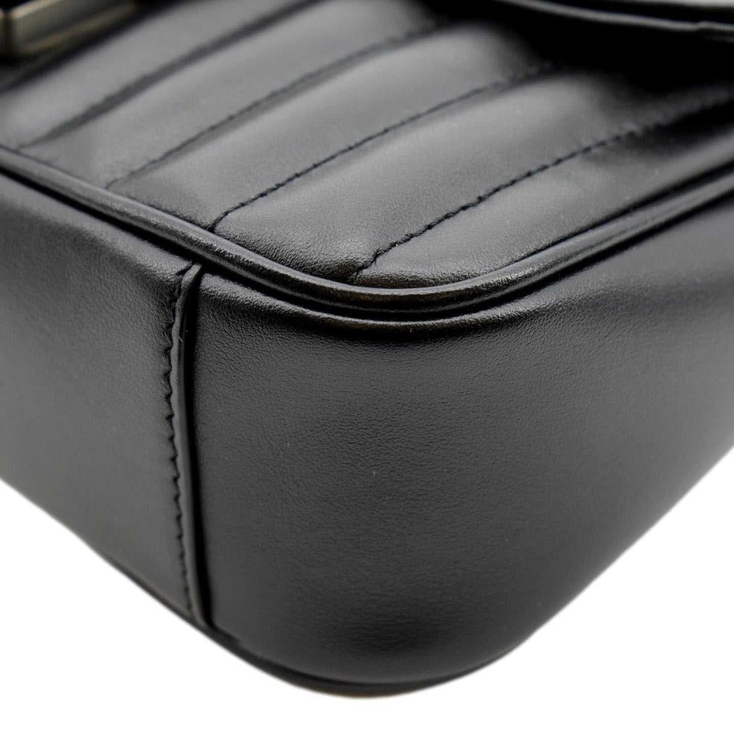 GUCCI GG Marmont Mini Leather Shoulder Bag Black 446744