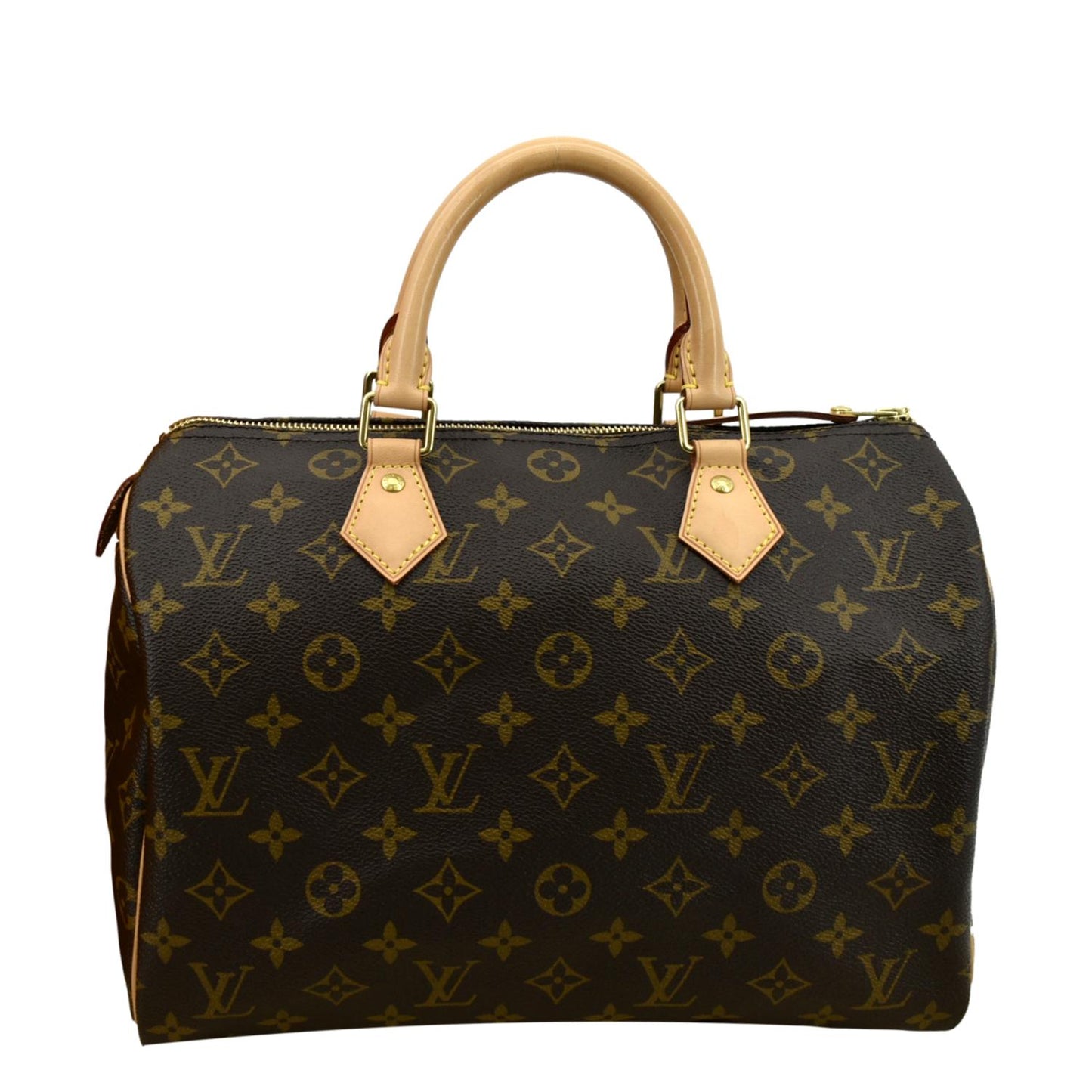 LOUIS VUITTON Speedy 30 Monogram Canvas Satchel Bag Brown