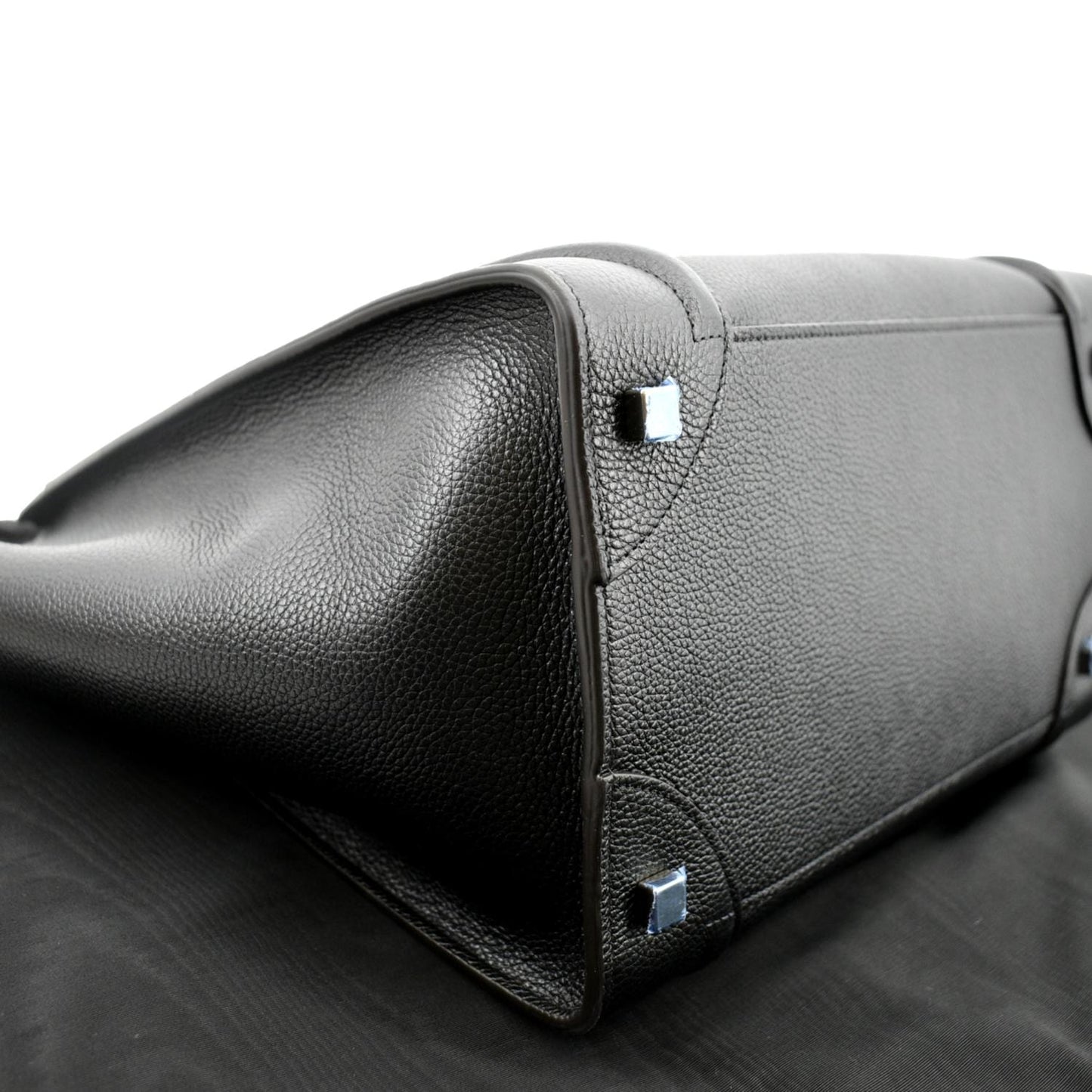 CELINE Drummed Mini Luggage Calfskin Leather Tote Bag Black