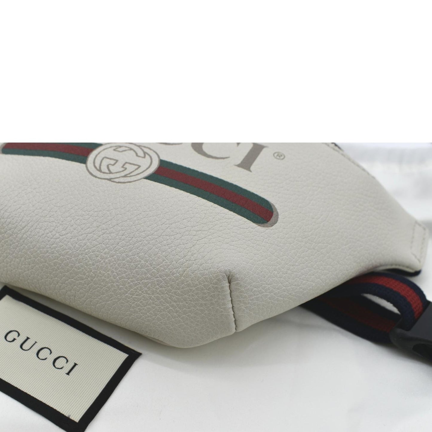 GUCCI Print Small Leather Belt Waist Bum Bag White 527792