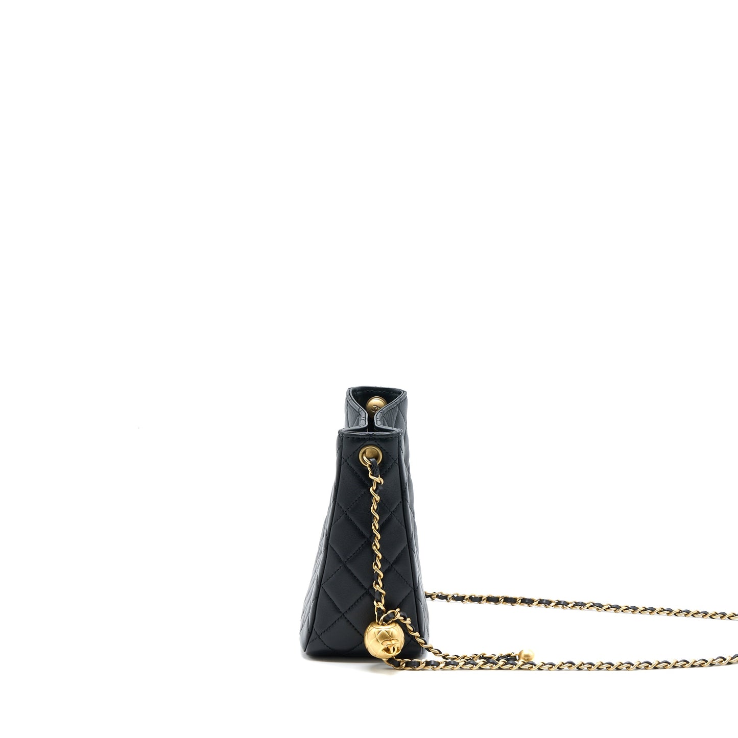 Chanel 23C Pearl Crush Hobo Bag Lambskin Black Brushed GHW (Microchip)