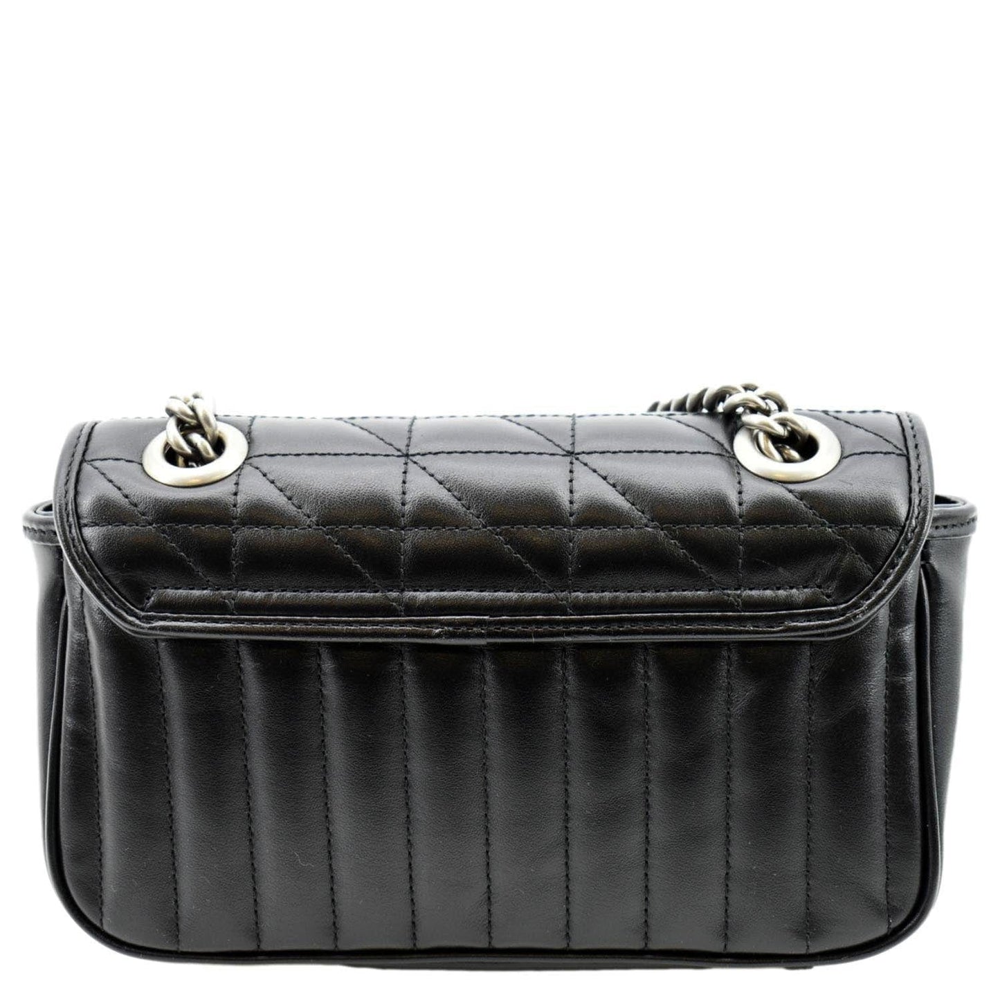 GUCCI GG Marmont Mini Leather Shoulder Bag Black 446744