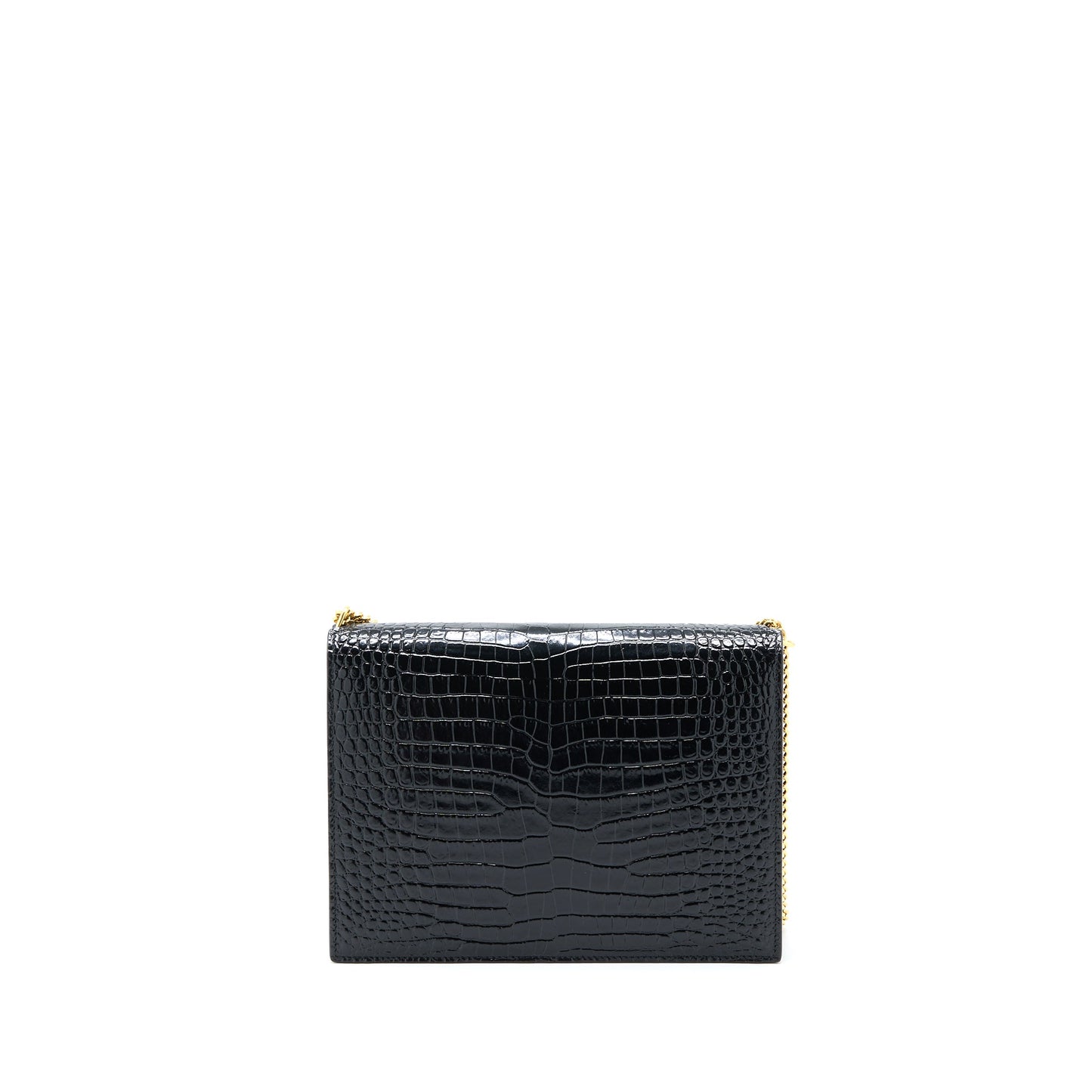 Saint Laurent Cassandra Chain Purse Crocodile-Embossed Leather Black