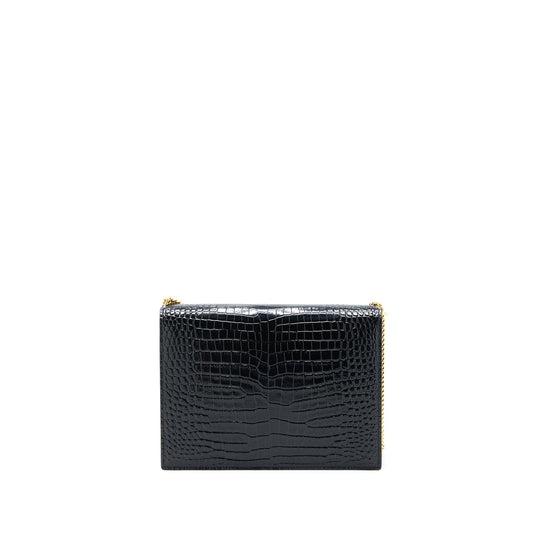 Saint Laurent Cassandra Chain Purse Crocodile-Embossed Leather Black