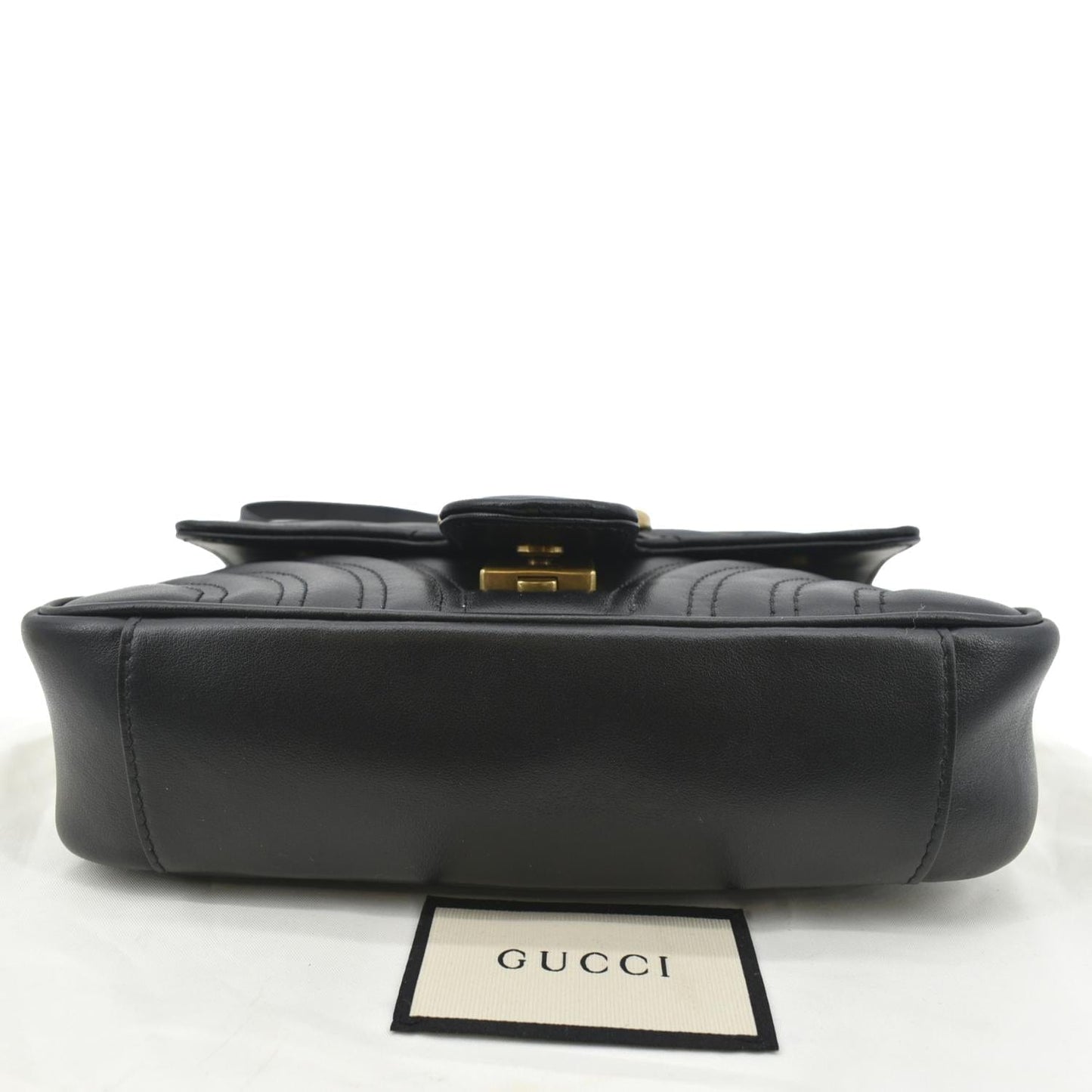 GUCCI GG Marmont Mini Leather Shoulder Bag Black 446744