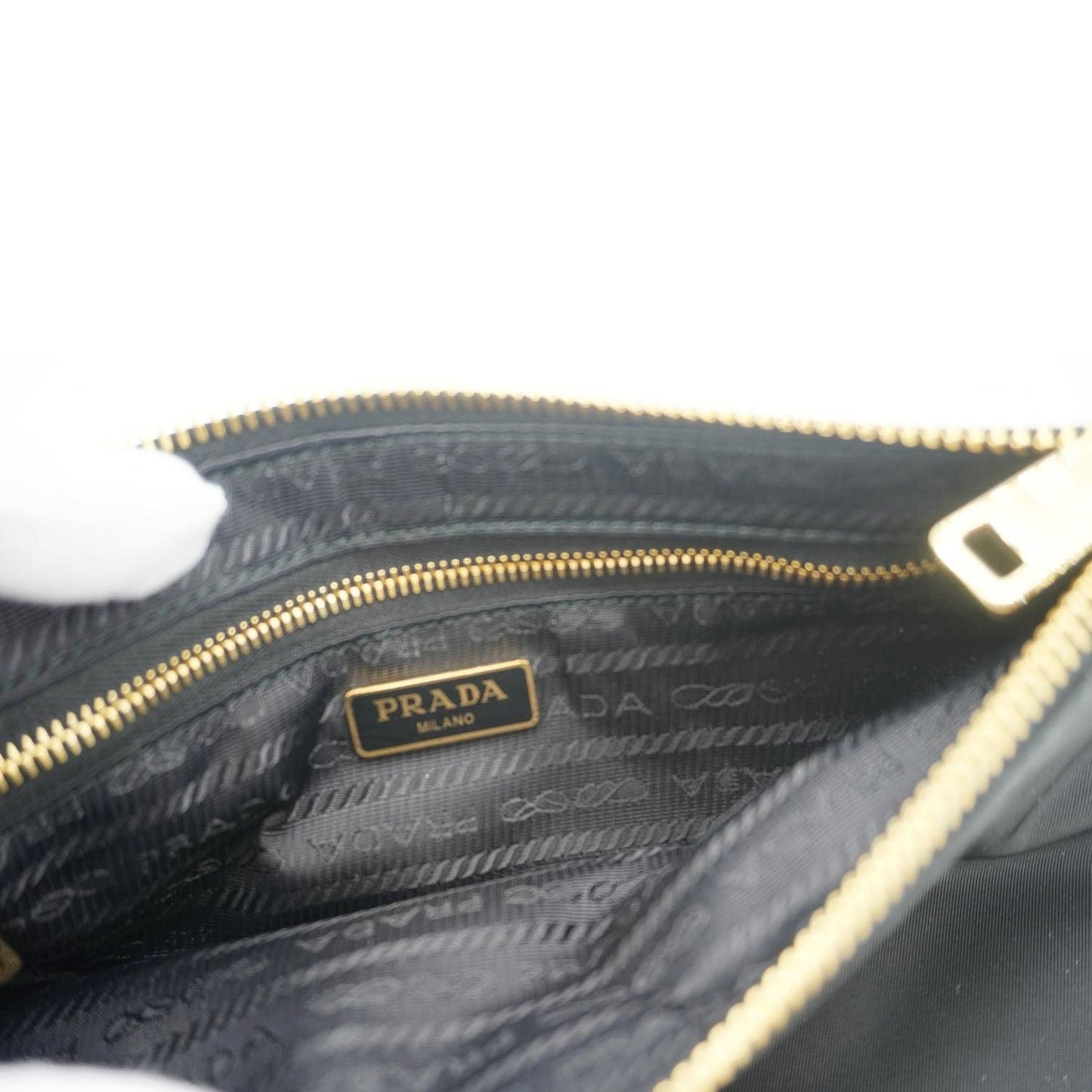 PRADA Tessuto Nylon Pochette Hobo Bag Black