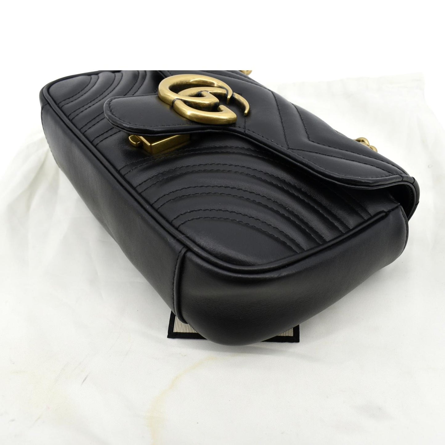 GUCCI GG Marmont Mini Leather Shoulder Bag Black 446744