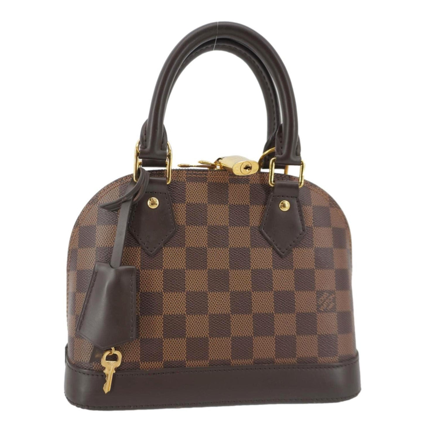 LOUIS VUITTON Alma BB Damier Ebene Satchel Shoulder Bag Brown