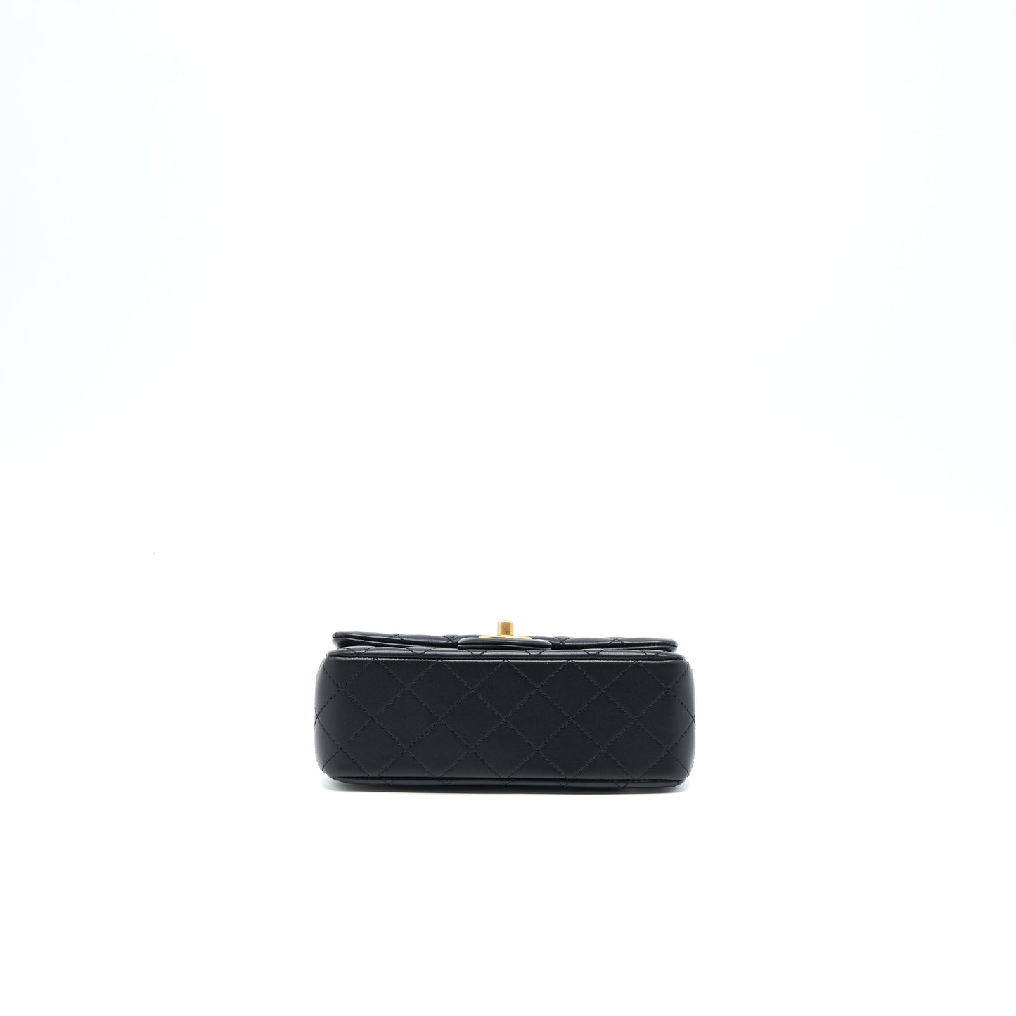 Chanel 23C Pearl Crush Mini Rectangular Flap Bag Lambskin Black Brushed GHW (Microchip)
