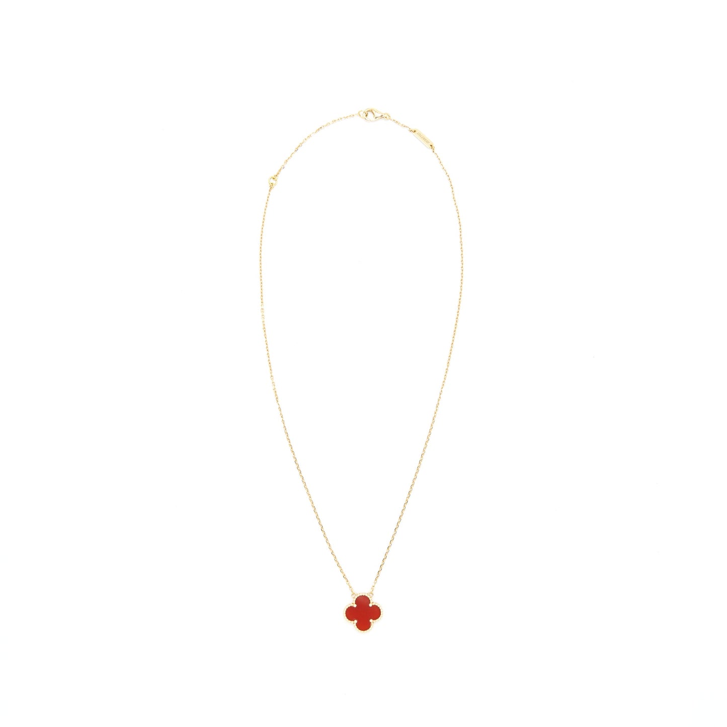 VAN CLEEF & ARPELS VINTAGE ALHAMBRA PENDANT CARNELIAN YELLOW GOLD NECKLACE