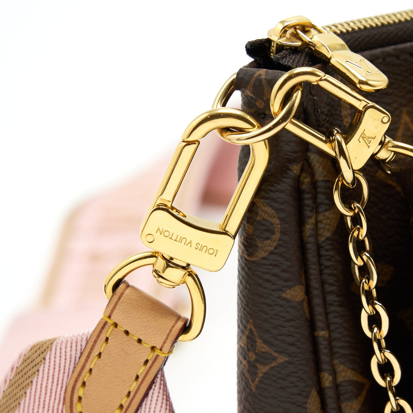 Louis Vuitton Multi Pochette Accessories Pink Strap Monogram Canvas