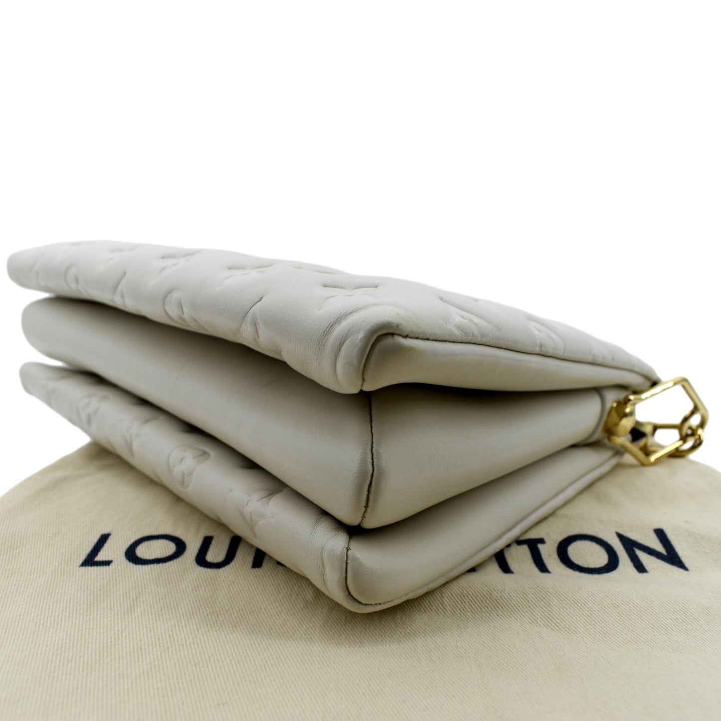 LOUIS VUITTON Coussin PM Monogram Embossed Shoulder Bag Creme