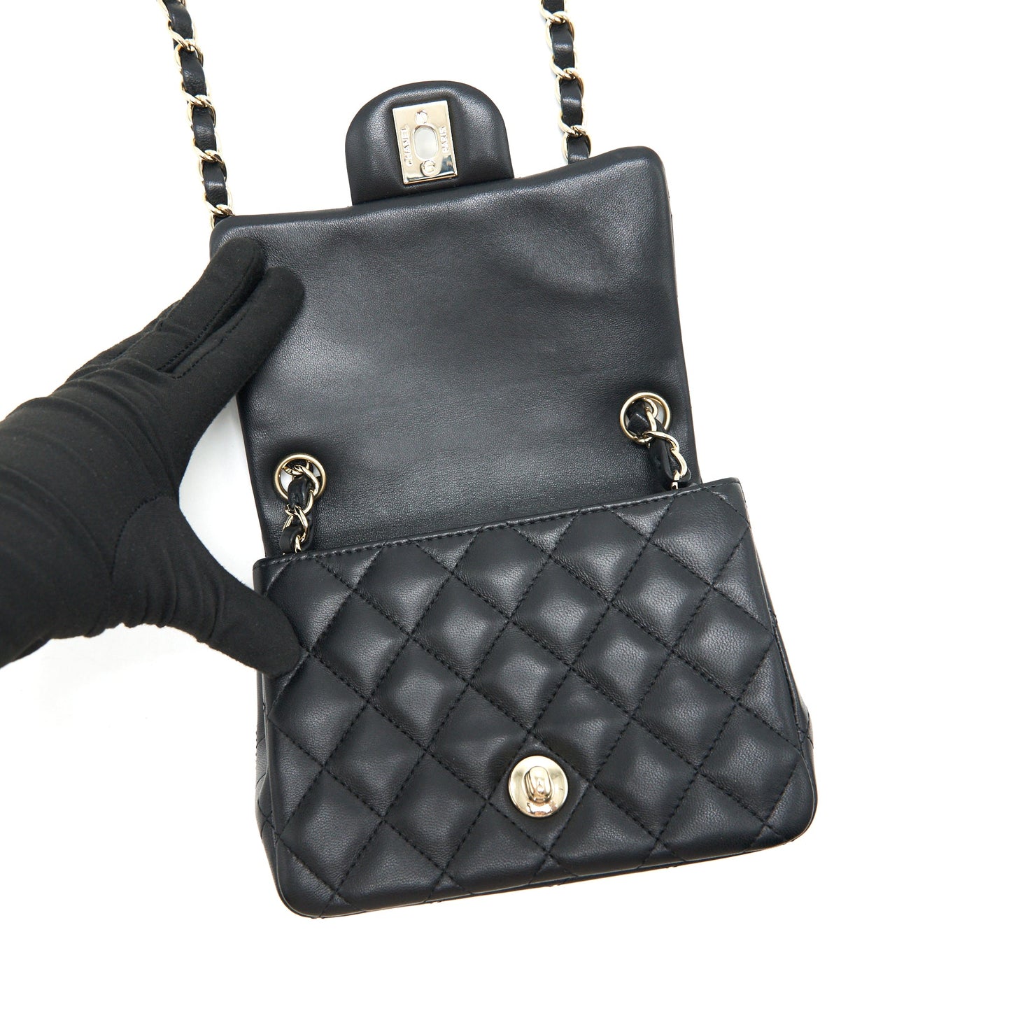 Chanel Mini Square Lambskin Black LGHW serial 29