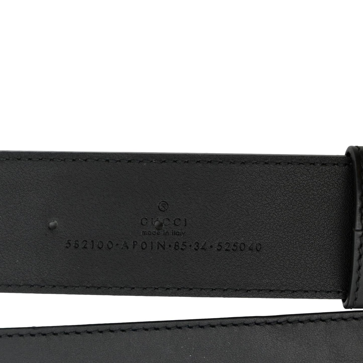 GUCCI Double G Crystal Buckle Leather Belt Size 85.34 Black 525040