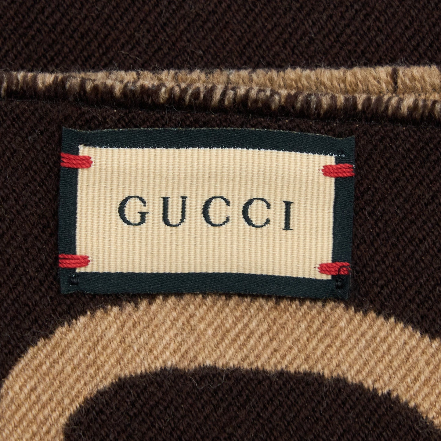 Gucci Jacquard Wool Silk Scarf Brown/Beige