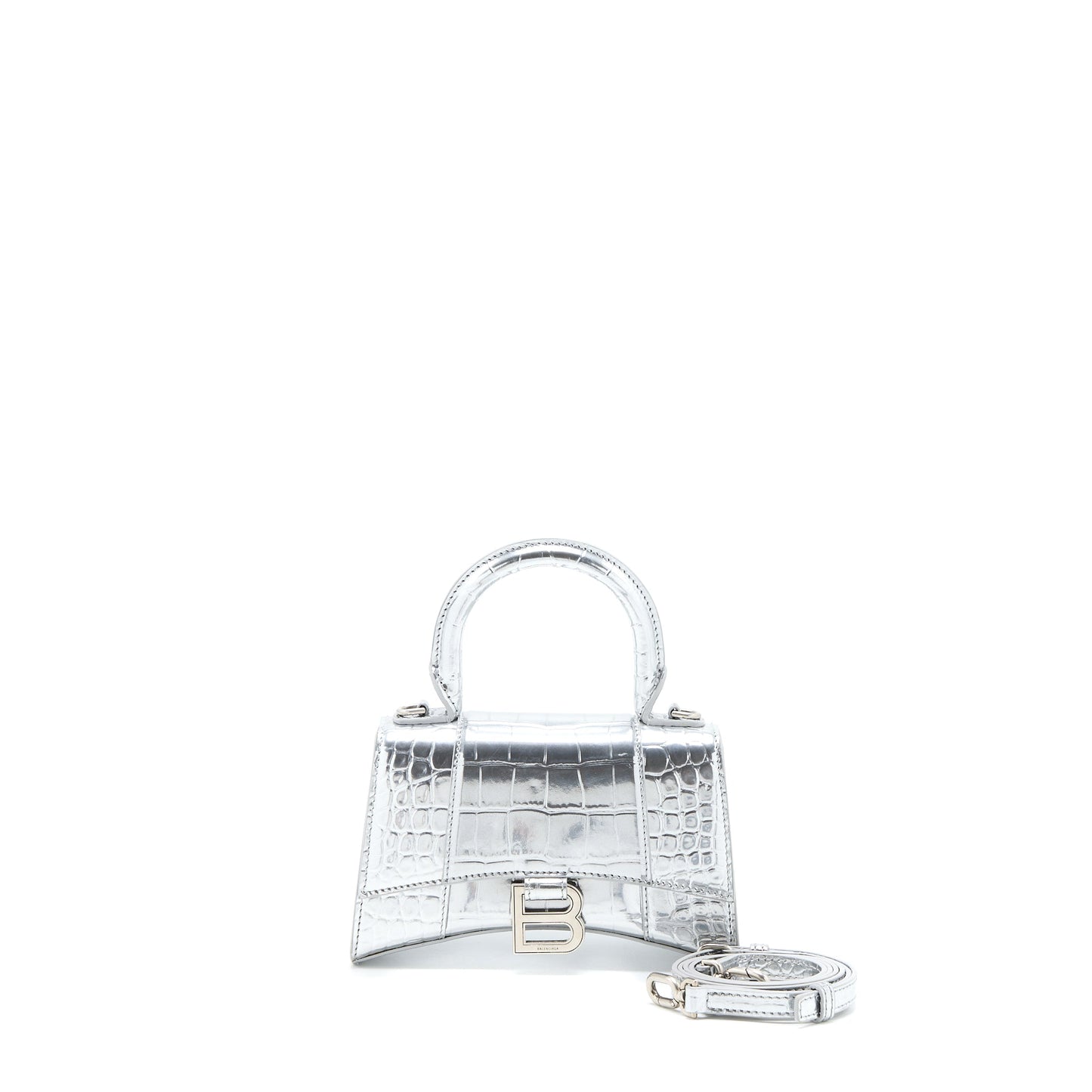 Balenciaga Hourglass Embossed Calfskin Silver