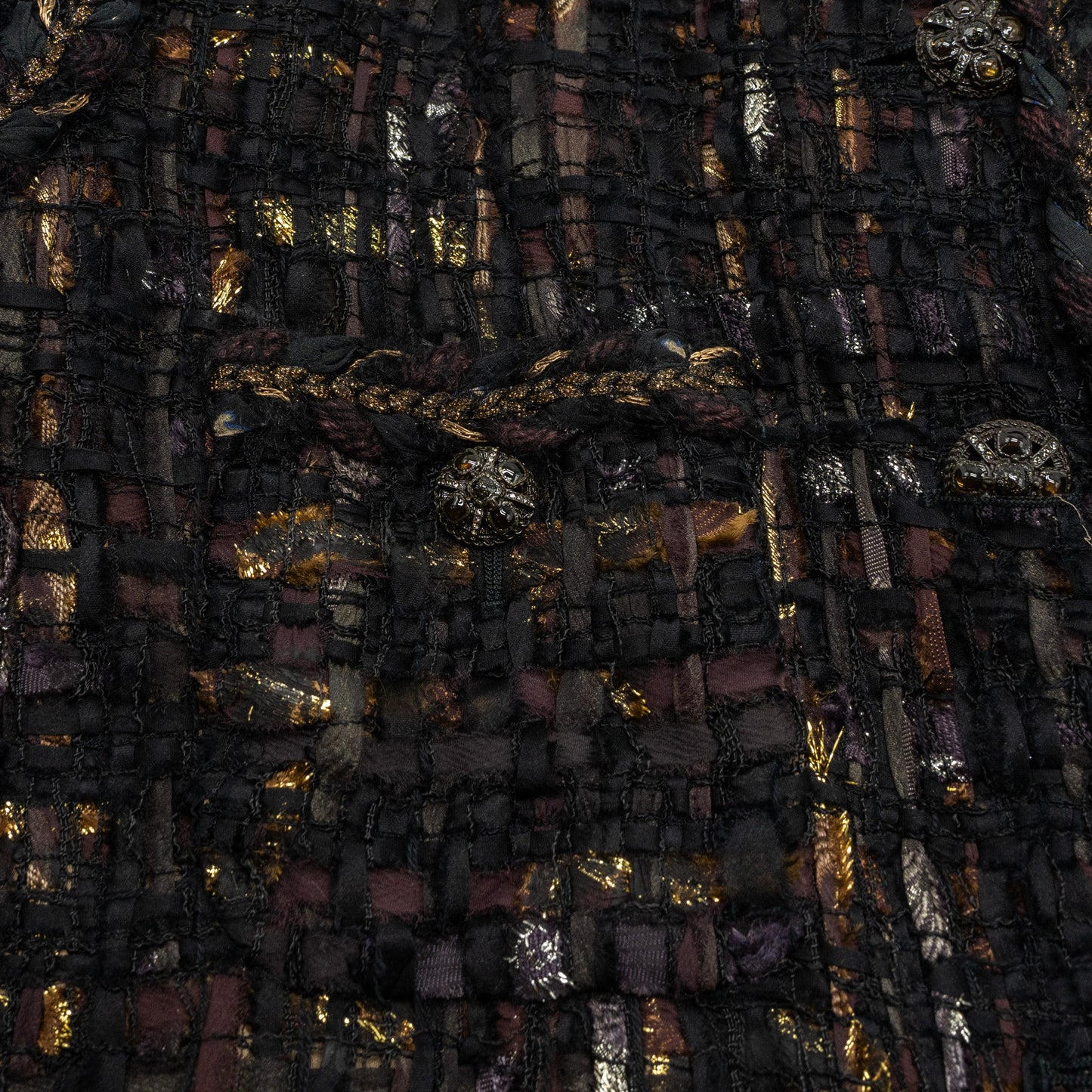 Chanel size 46 tweed jacket multicolor black / burgundy/ gold