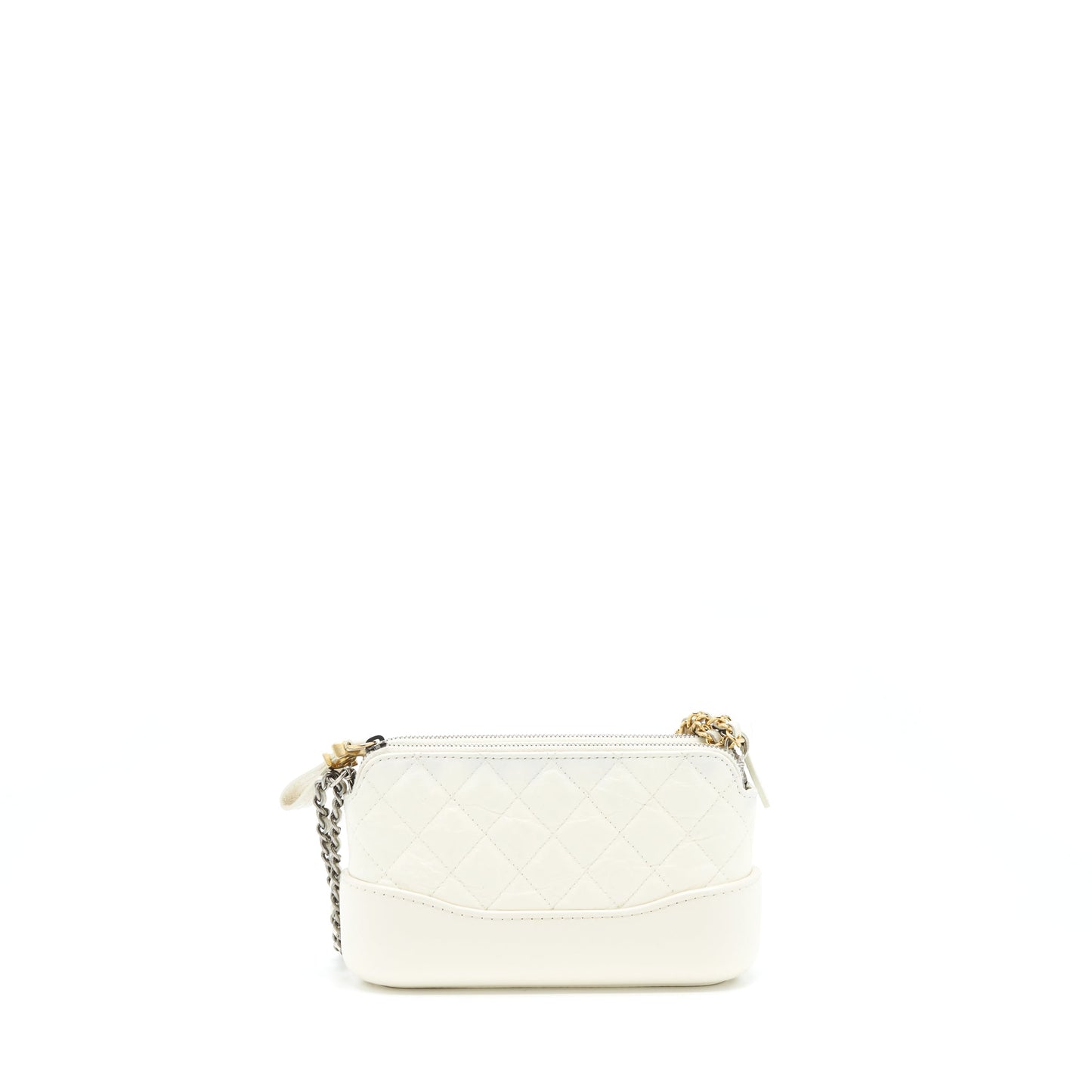 Chanel Gabrielle Clutch On Chain Aged Calfskin White ilver And Gold Hardware